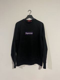 Purple on black on sale box logo crewneck