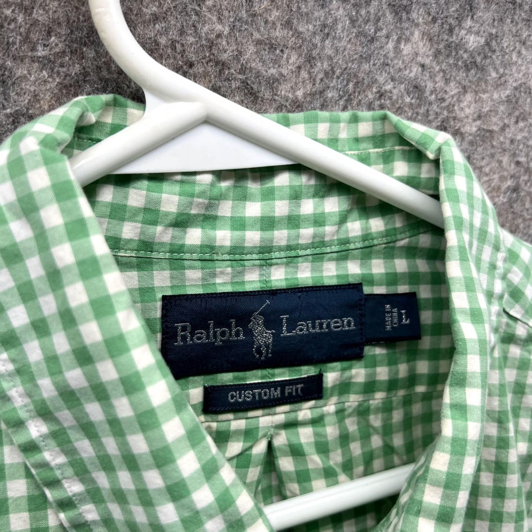 Ralph Lauren VINTAGE Ralph Lauren Shirt Men Large Adult Green White Gingham Button-Down Pony Shirt Boys? Size US L / EU 52-54 / 3 - 5 Thumbnail