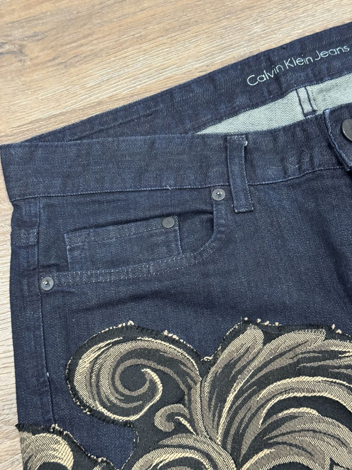 Calvin Klein Calvin Klein Jeans Baroque custom Patchwork Flare Denim Size US 33 - 6 Thumbnail