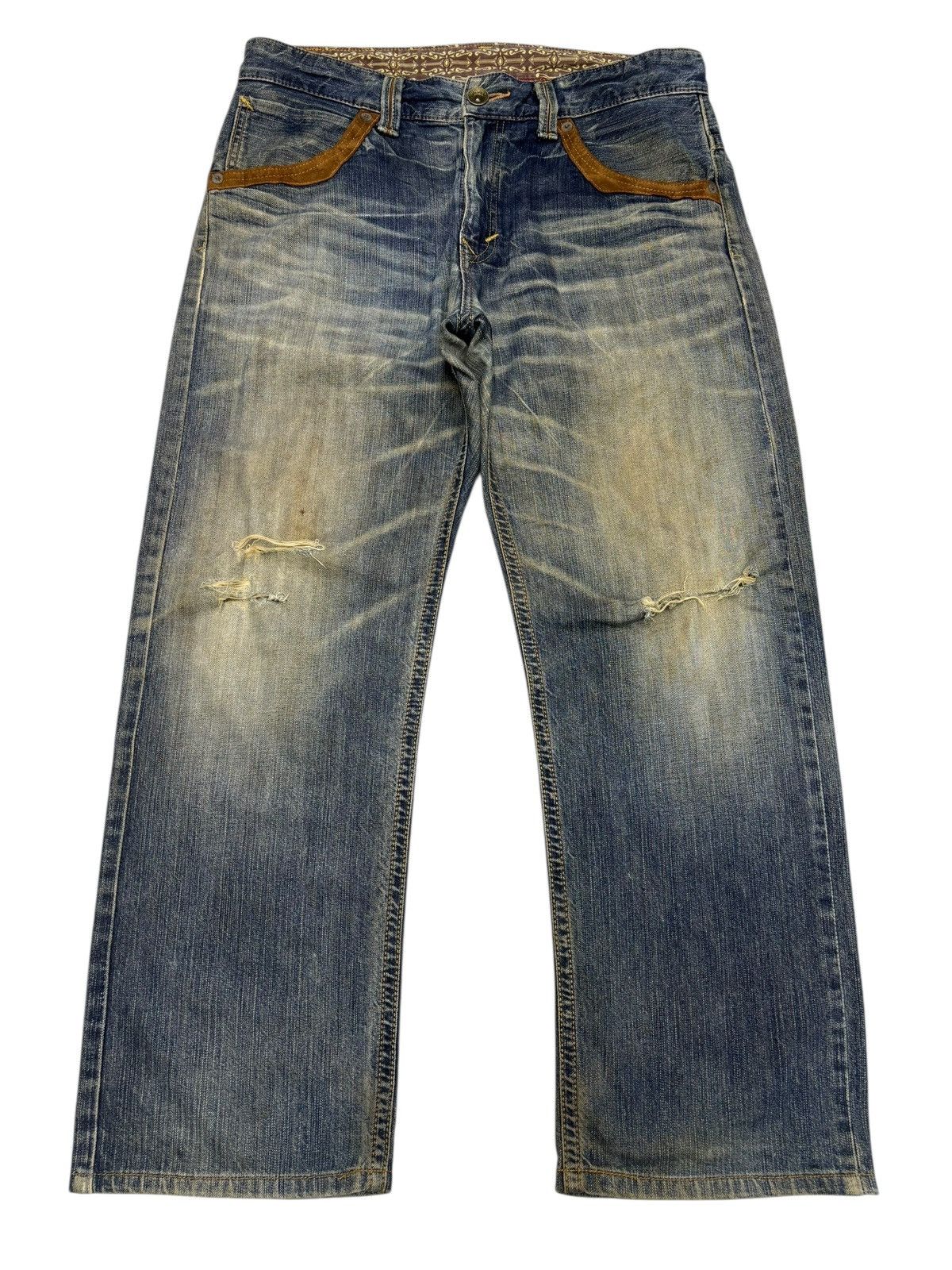 Kapital EDWIN COWBOY RUSTY MUD WASH BAGGY DISTRESSED DENIM JEANS Size US 36 / EU 52 - 7 Thumbnail