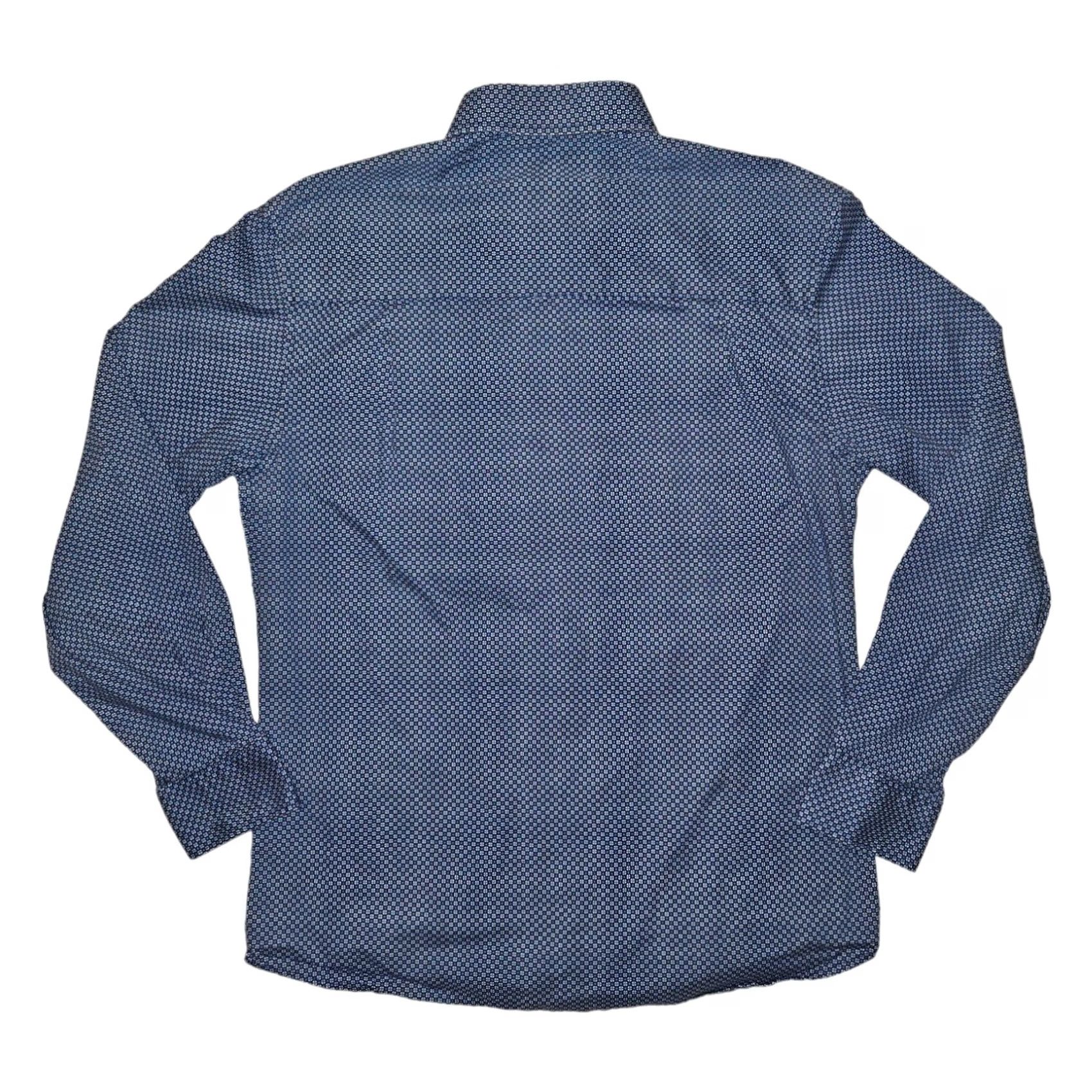 Vintage Nick Graham Everywhere Shirt Medium Men's Long Sleeve Flip Cuff Stretch Modern Geometric Blue Button-Up Casual Workwear 90s Preppy Dad Teacher Mens Size US M / EU 48-50 / 2 - 7 Thumbnail