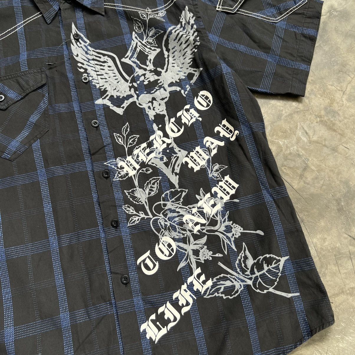Affliction 2000s Vercho Affliction Style Check Skull Button Shirt Size US M / EU 48-50 / 2 - 5 Thumbnail
