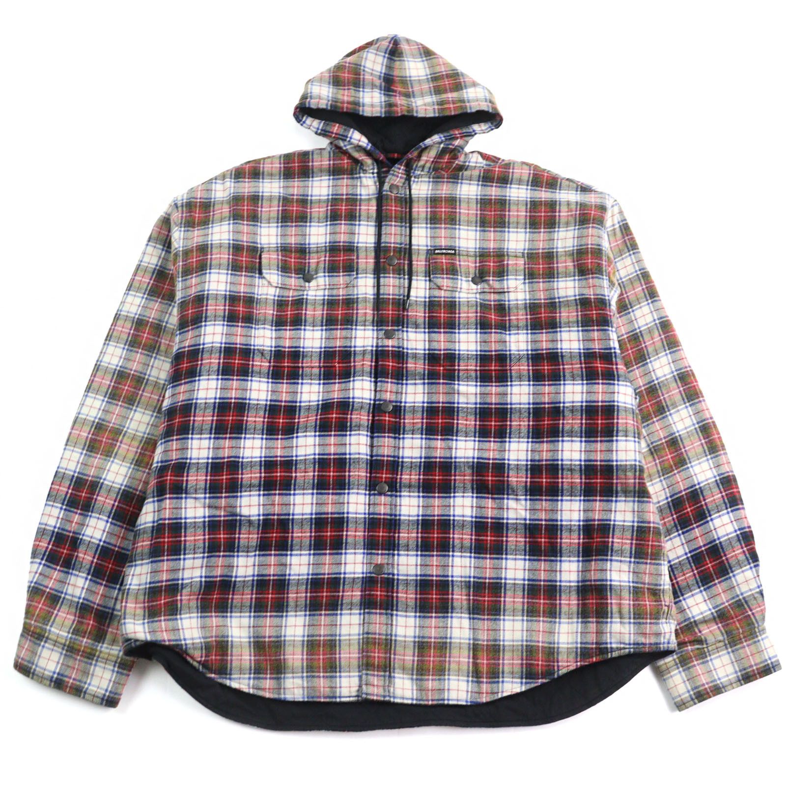 Balenciaga Balenciaga Balenciaga BLEACHED PLAID HOODED SHIRT Cotton Shirt Cotton Outerwear 699223 DUTY FREE for USA Size ONE SIZE - 1 Thumbnail