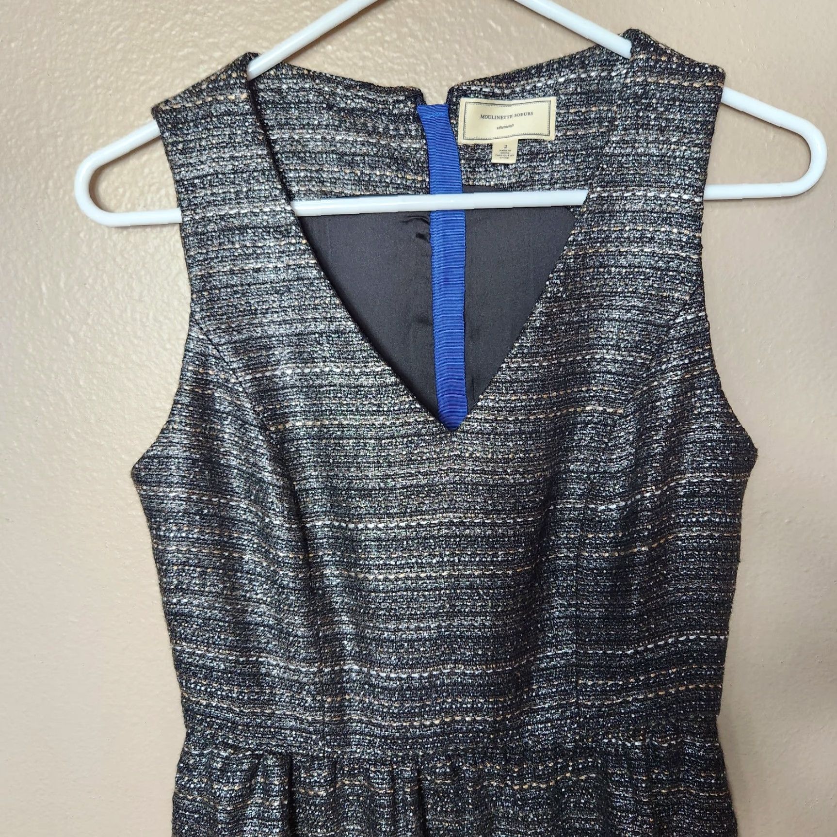 Anthropologie VINTAGE Anthropologie Moulinette Soeurs Metallic Tweed Glissade Sheath Dress-Size 2 Size XS / US 0-2 / IT 36-38 - 3 Thumbnail