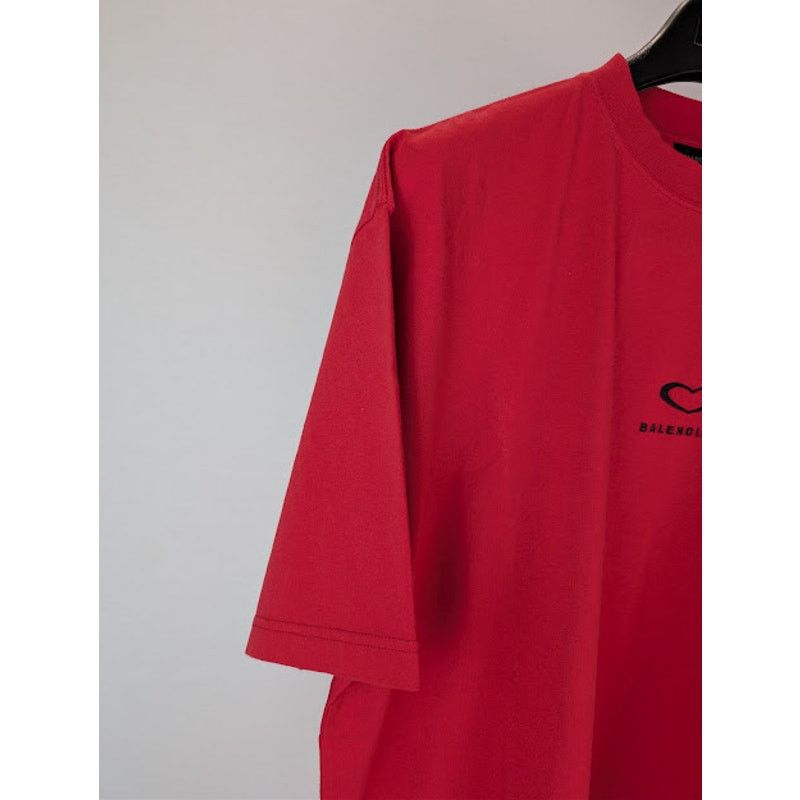 Balenciaga o1rshd1 Sweetheart Dry Jersey Medium Fit T-Shirt in Red Size US L / EU 52-54 / 3 - 7 Thumbnail