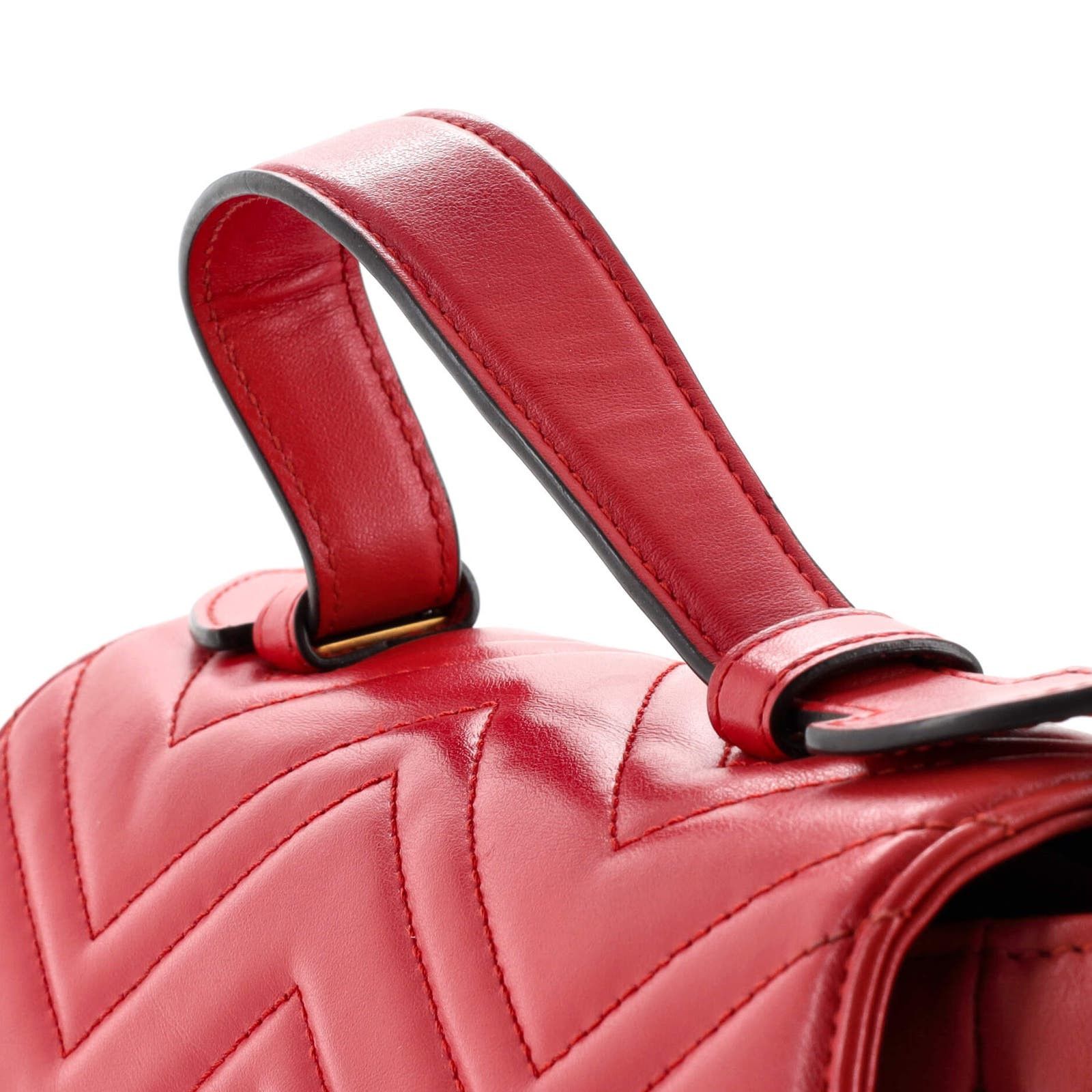 GG Marmont Top Handle Flap Bag Matelasse Leather Small