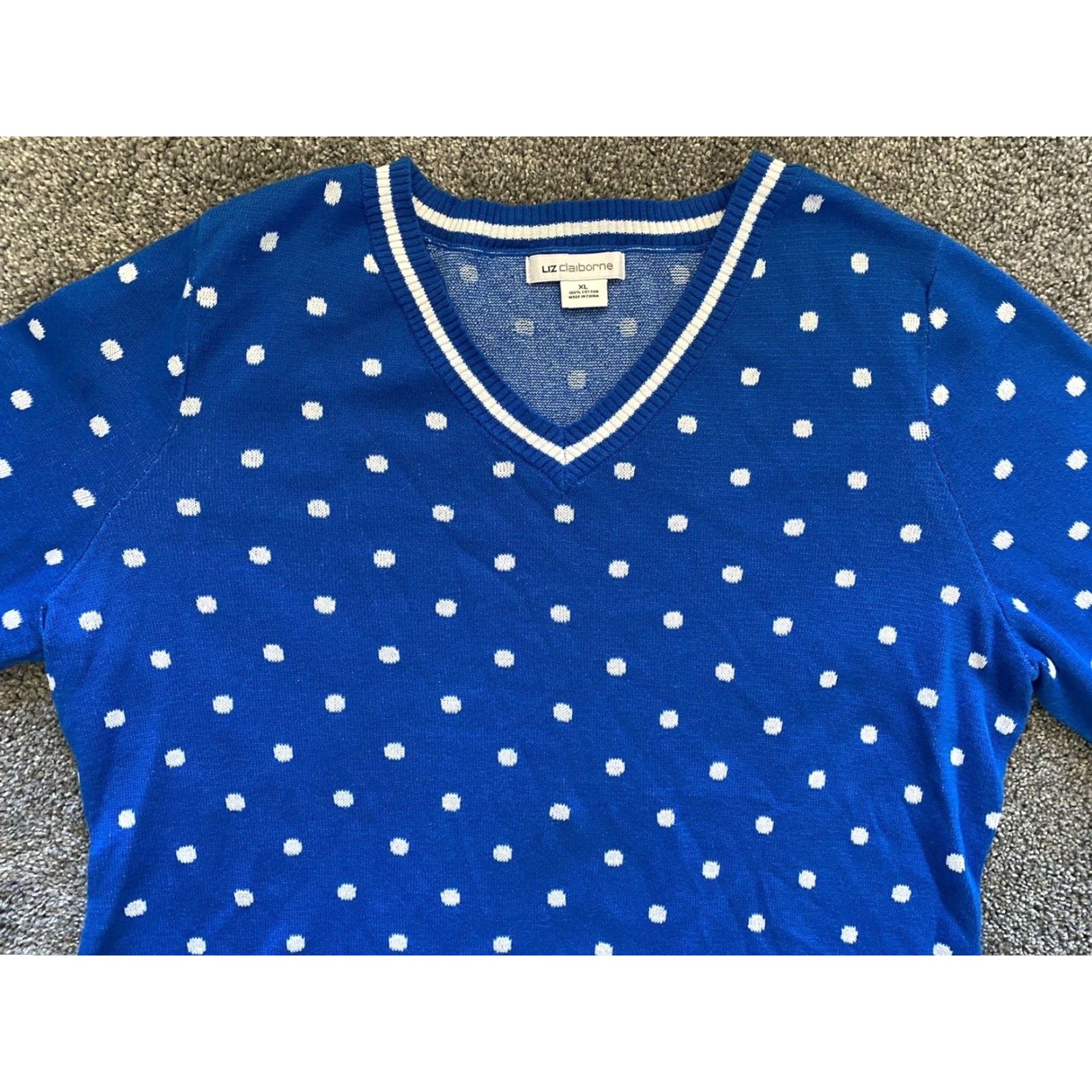 Liz Claiborne NWT New Liz Claiborne Sweatshirt Women’s XL Sky Driver Blue Polka Dot Long Sleeve Size XL / US 12-14 / IT 48-50 - 5 Thumbnail
