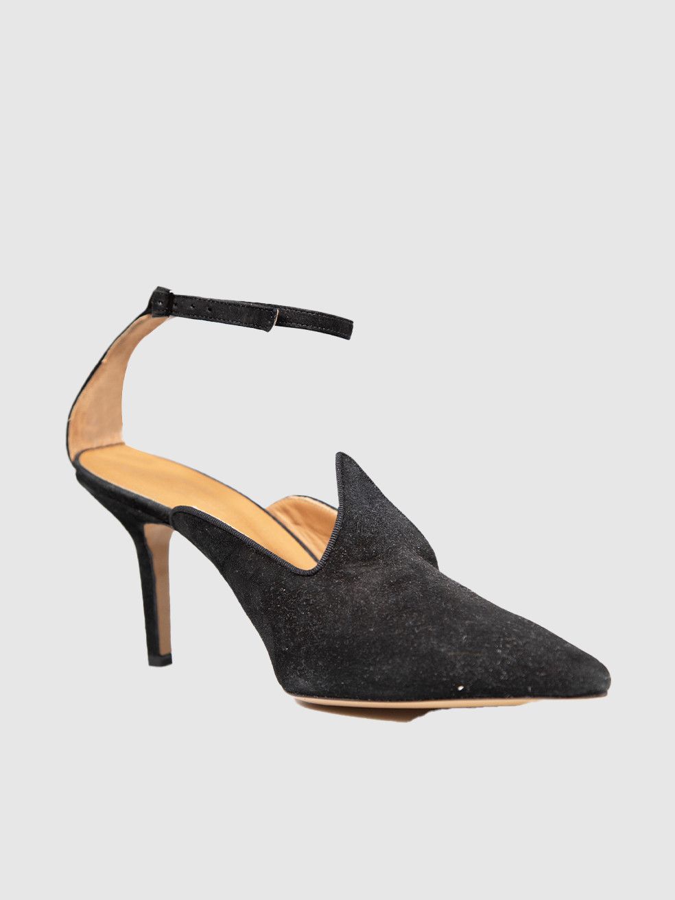 Le Monde Beryl Black Ankle Strap Suede Heels Size US 11 / IT 41 - 1 Thumbnail