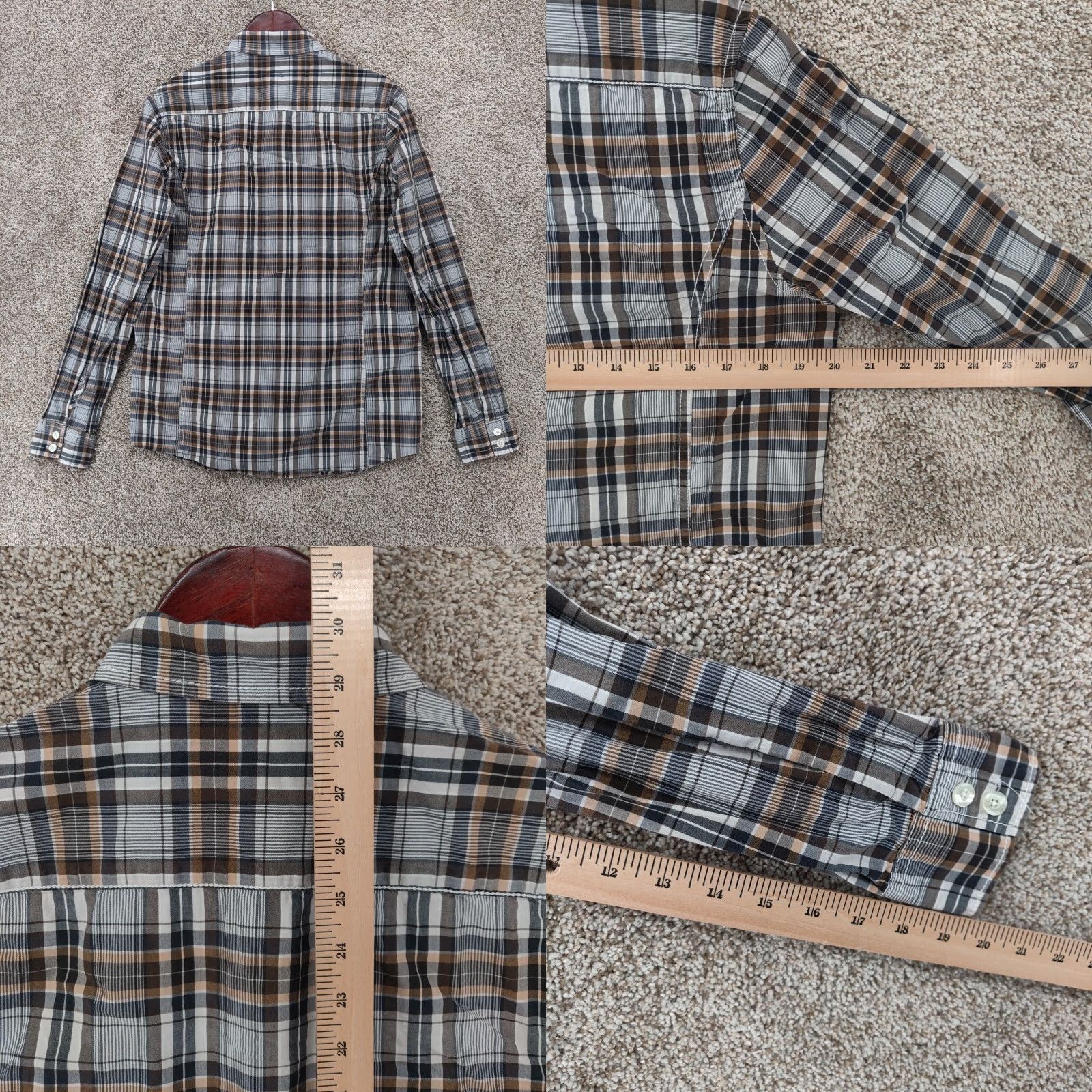 RVCA RVCA Shirt Mens M Yellow Plaid Long Sleeve Button-Up Regular Fit Size US M / EU 48-50 / 2 - 8 Thumbnail