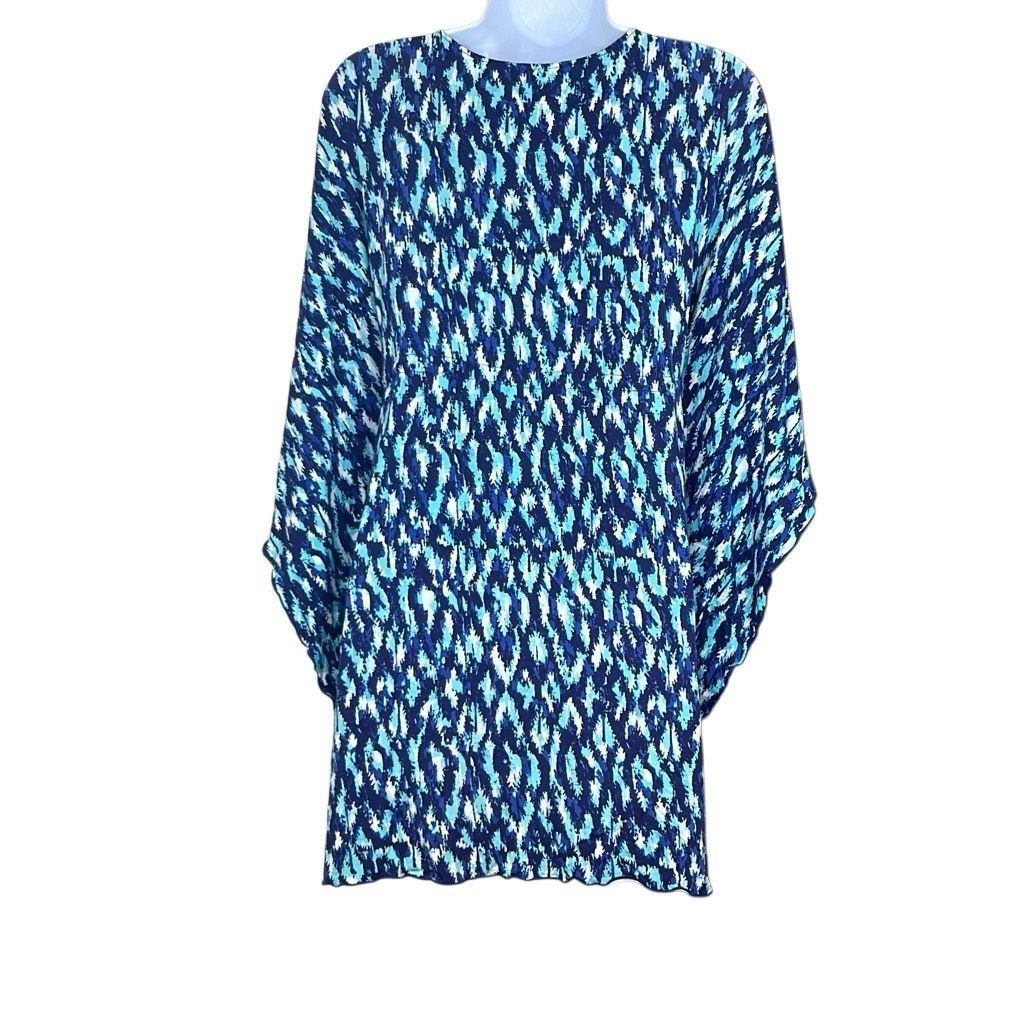 Other Cabana Life Small Blue Print Beaded Drawstring Batwing Sleev Size S / US 4 / IT 40 - 2 Thumbnail