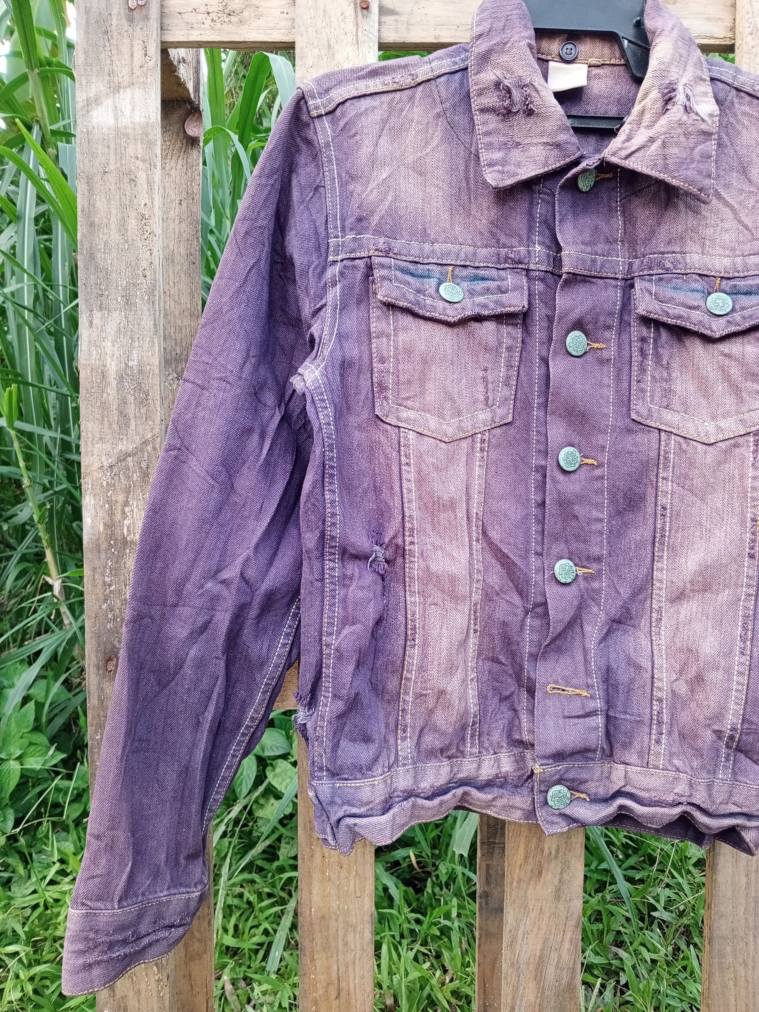 Japanese Brand DENIM JACKET FADED PURPLE COLOR Size US L / EU 52-54 / 3 - 3 Thumbnail