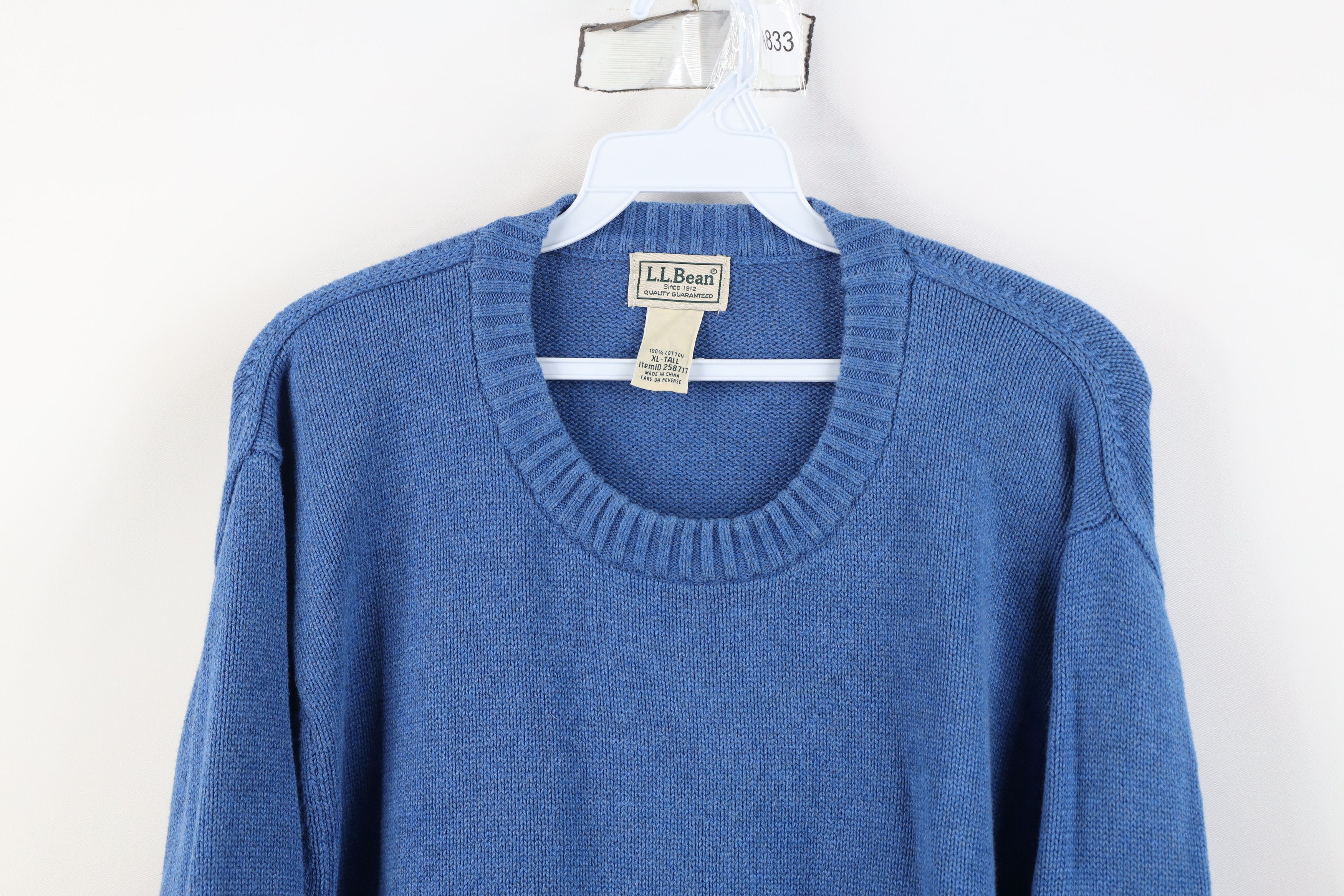 L.L. Bean Vintage 90s LL Bean Heavy Cotton Knit Crewneck Sweater Blue Size US XL / EU 56 / 4 - 2 Thumbnail