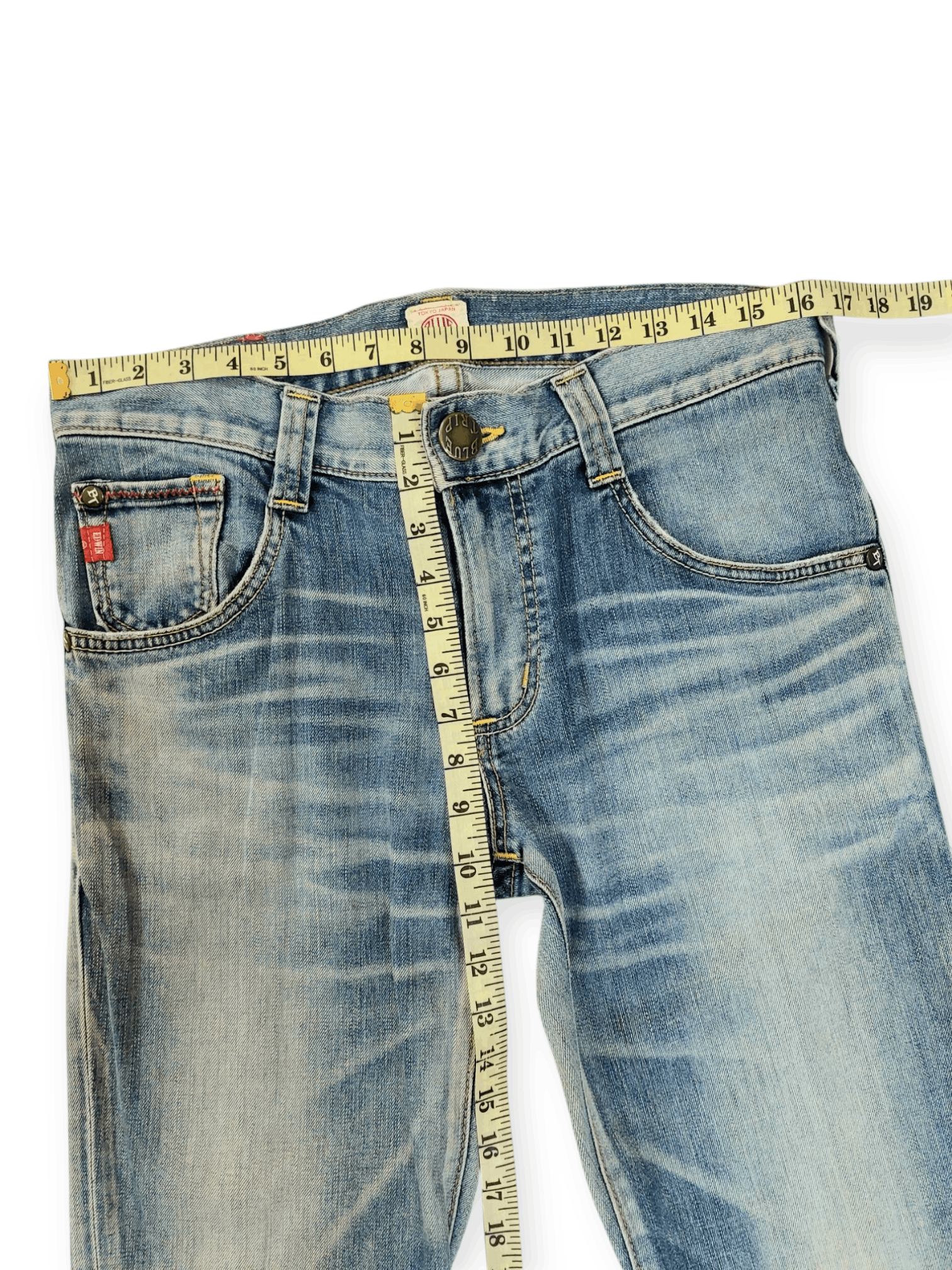 Edwin Flare💥 90's Edwin Blue Trip Tokyo Japan Buckle Back Denim Size US 33 - 22 Thumbnail
