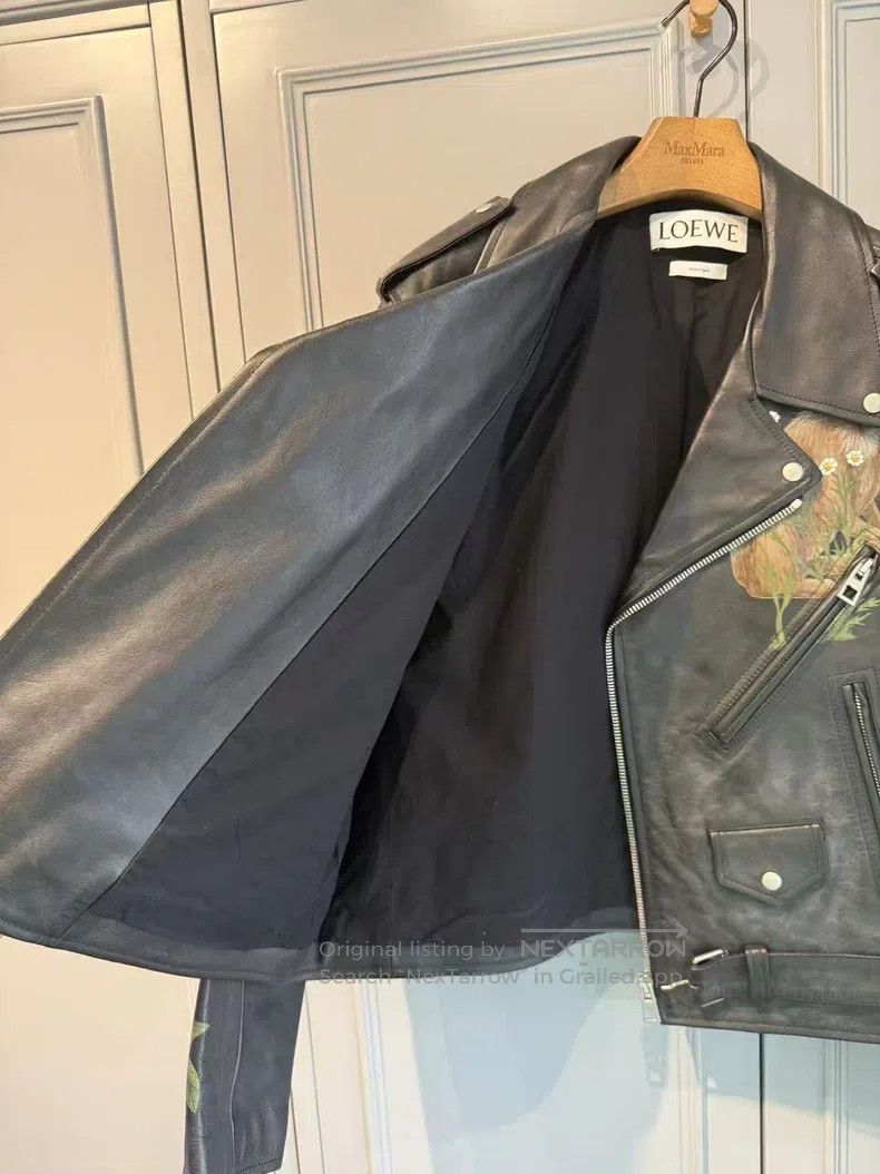 Loewe Loewe Vintage Distressed Leather Printed Leather Jacket Size US S / EU 44-46 / 1 - 6 Thumbnail