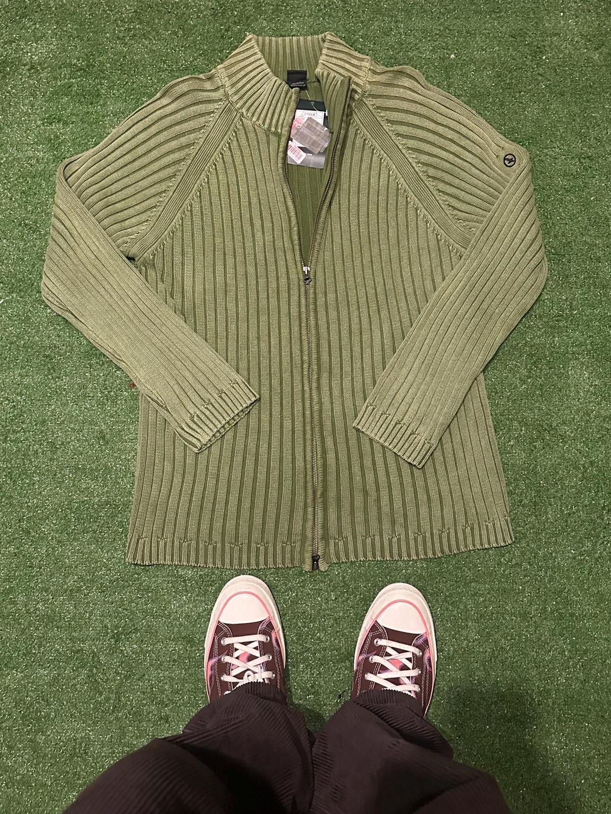 Aigle Aigle Olive Green Ribbed Zip-Up Sweater Size S / US 4 / IT 40 - 1 Thumbnail
