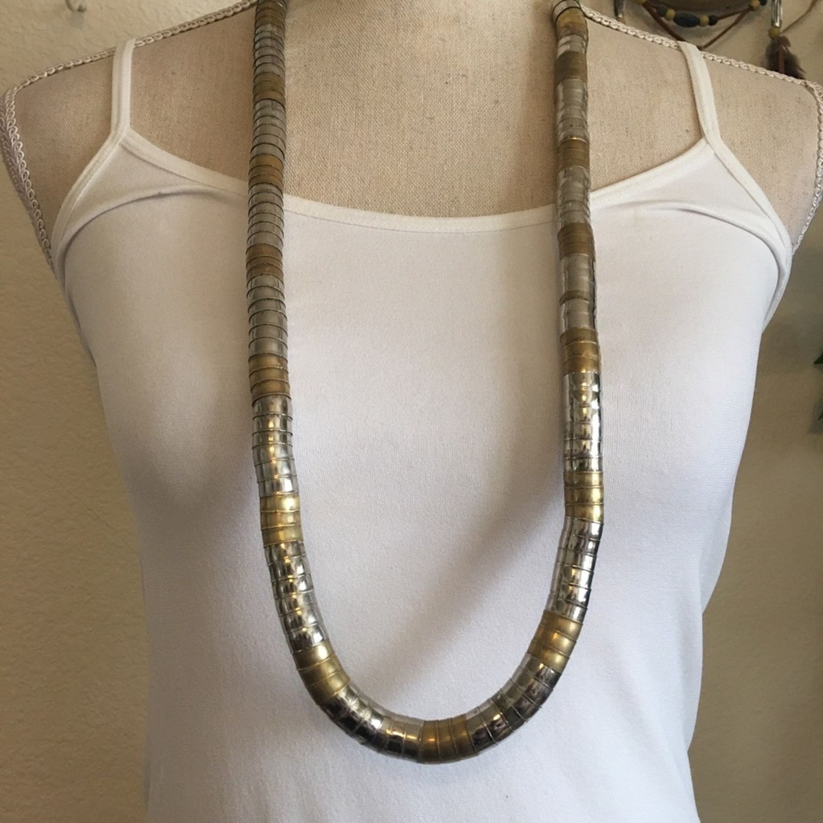 Vintage Vintage tri-tone bead cap snake link necklace Size ONE SIZE - 1 Thumbnail