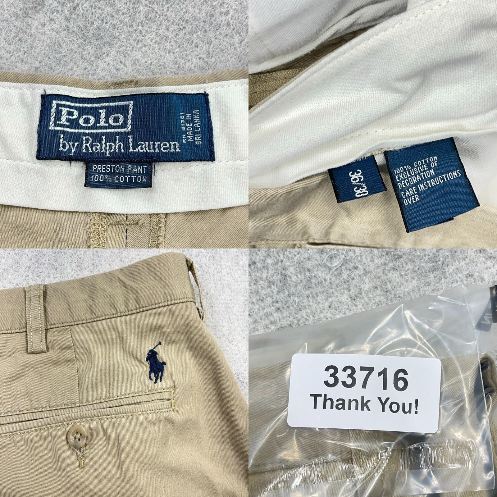 Polo Ralph Lauren Polo Ralph Lauren Pants Men 36x30 Chino Flat Front Straight 5-Pocket Beige Twill Vintage No Size US M / EU 48-50 / 2 - 9 Thumbnail