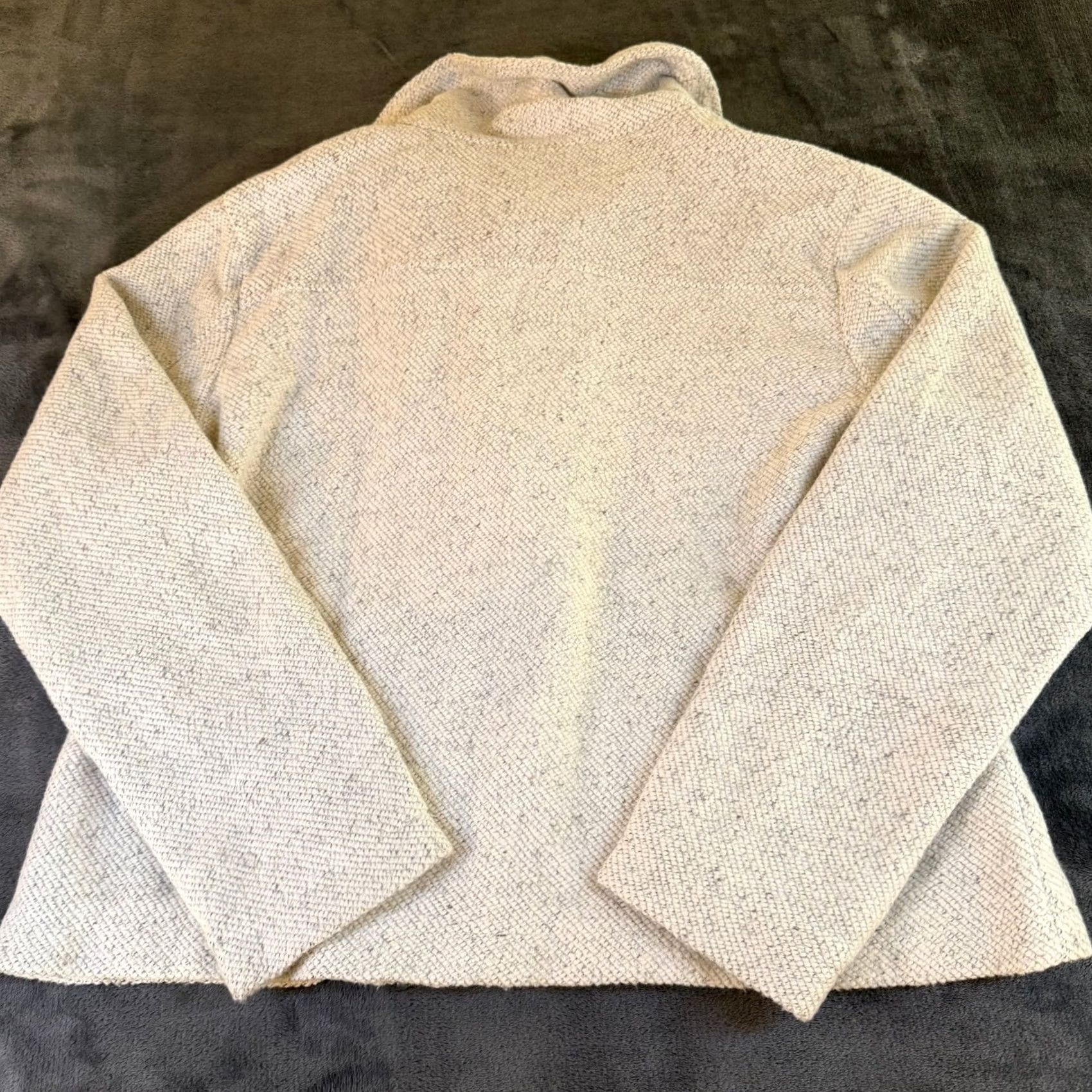 Vintage Christopher & Banks Textured Knit Zip Front Jacket White Womens Large NWT Gray/White Skin? Size L / US 10 / IT 46 - 5 Thumbnail