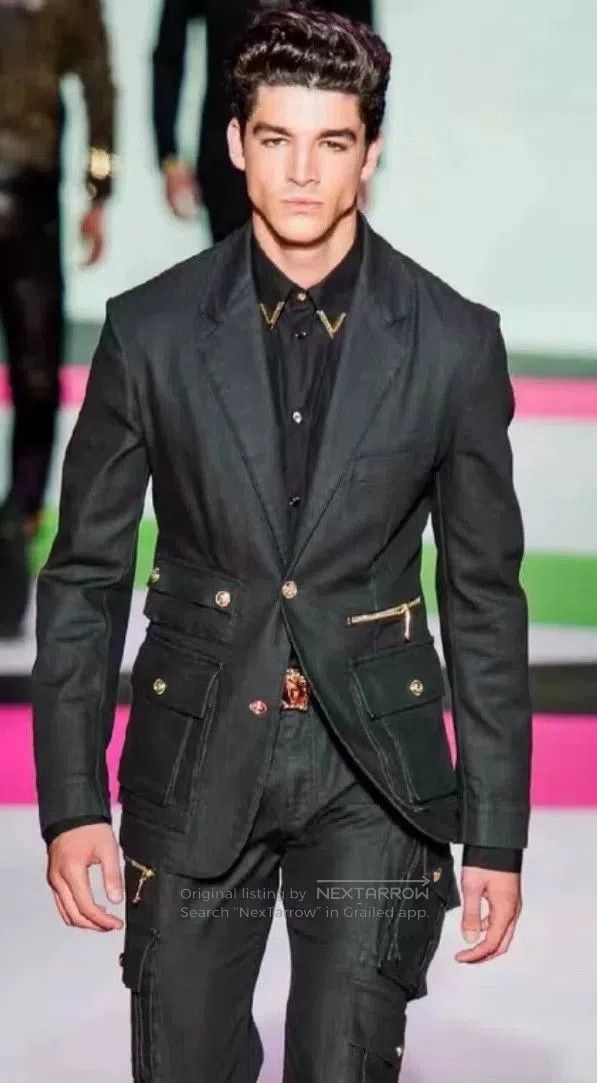 Versace Versace Gold Collar Tip Black Shirt. Size US M / EU 48-50 / 2 - 1 Thumbnail
