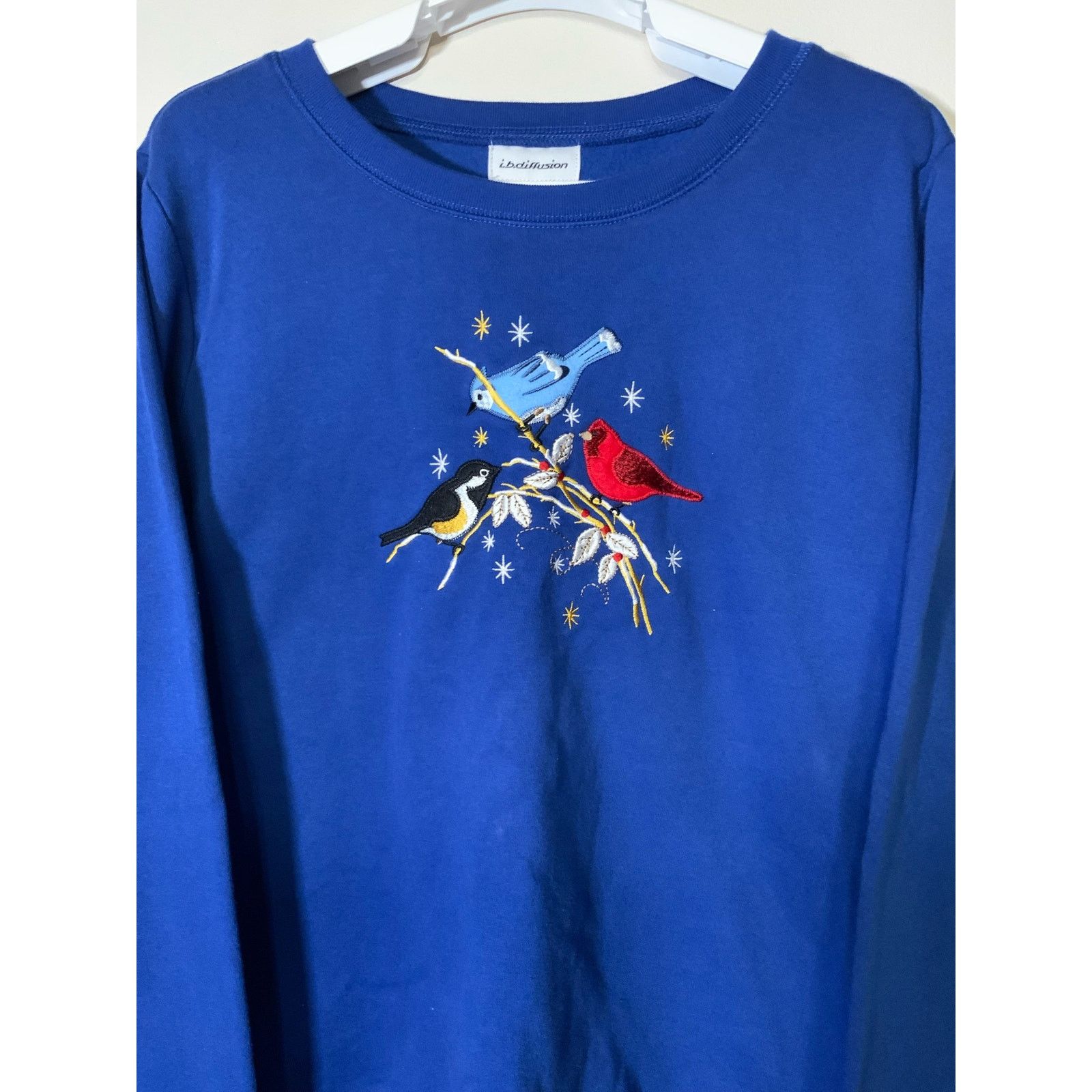 Unknown London IB Diffusion Bird Embroidered Blue Women's Sweater Size L Size L / US 10 / IT 46 - 3 Thumbnail