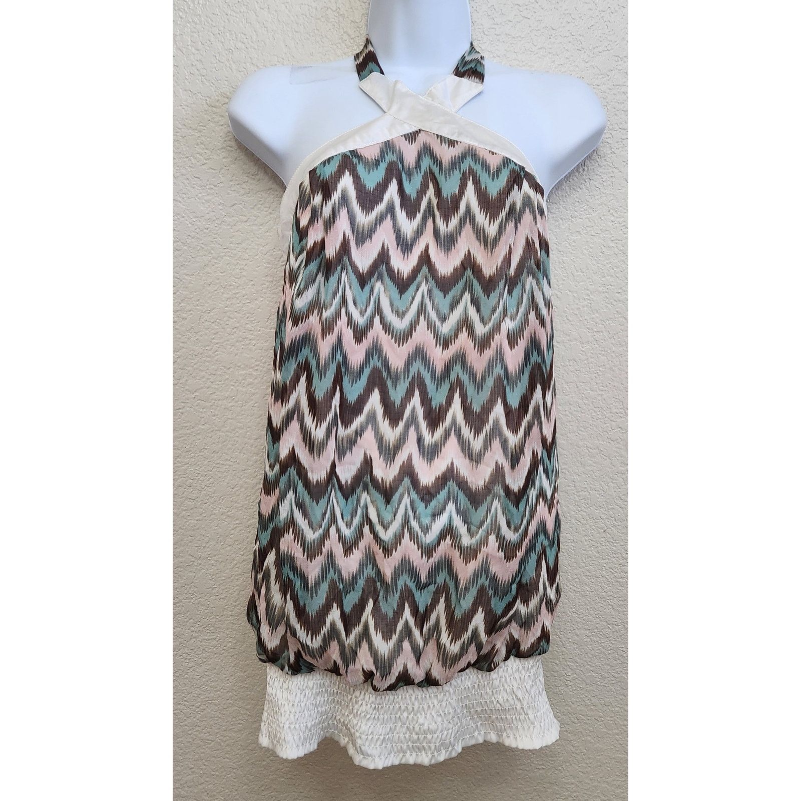 Other Aggie White Pink Striped Halter Top Small Lightweight Flowy Size S / US 4 / IT 40 - 1 Thumbnail