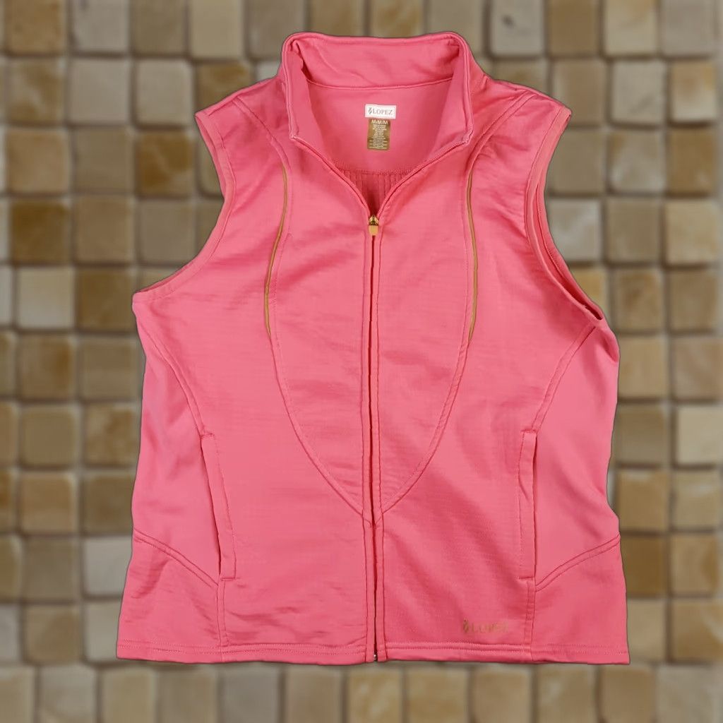 Pinko VINTAGE Lopez Fleece Lined Sleeveless Windbreaker Vest Women's M Pink Zip Up Golf Jacket Size M / US 6-8 / IT 42-44 - 1 Thumbnail