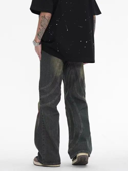 Japanese Brand × Jean Vintage Washed Graffiti Micro Flared Heavy Duty Jeans Size US 32 / EU 48 - 2 Thumbnail