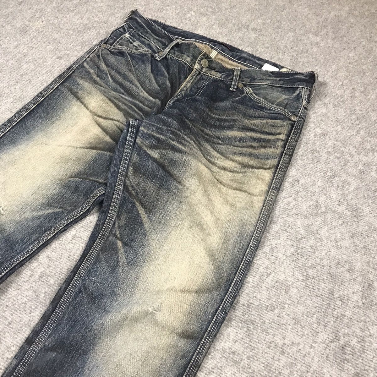Japanese Brand × Le Grande Bleu (L.G.B.) BLUE WAY DRAK DENIM DISTRESSED DENIM PANTS Size US 32 / EU 48 - 4 Thumbnail