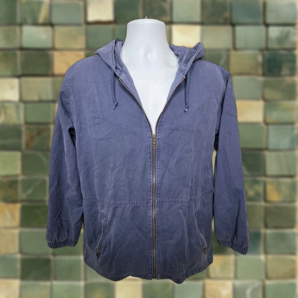 Vintage Vtg Blue Canvas Hooded Chore Jacket Field Utility Coat Mens Medium Relaxed Fit Size US M / EU 48-50 / 2 - 1 Thumbnail