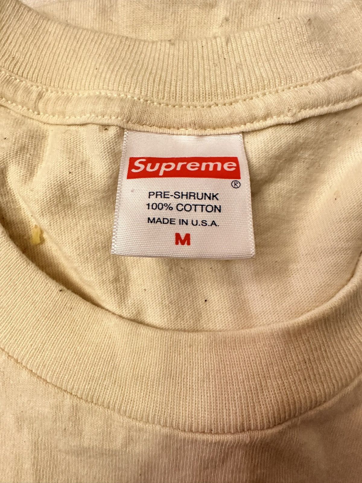 Supreme Supreme “Cross” Box Logo T-Shirt Cream Sz M Size US M / EU 48-50 / 2 - 3 Thumbnail