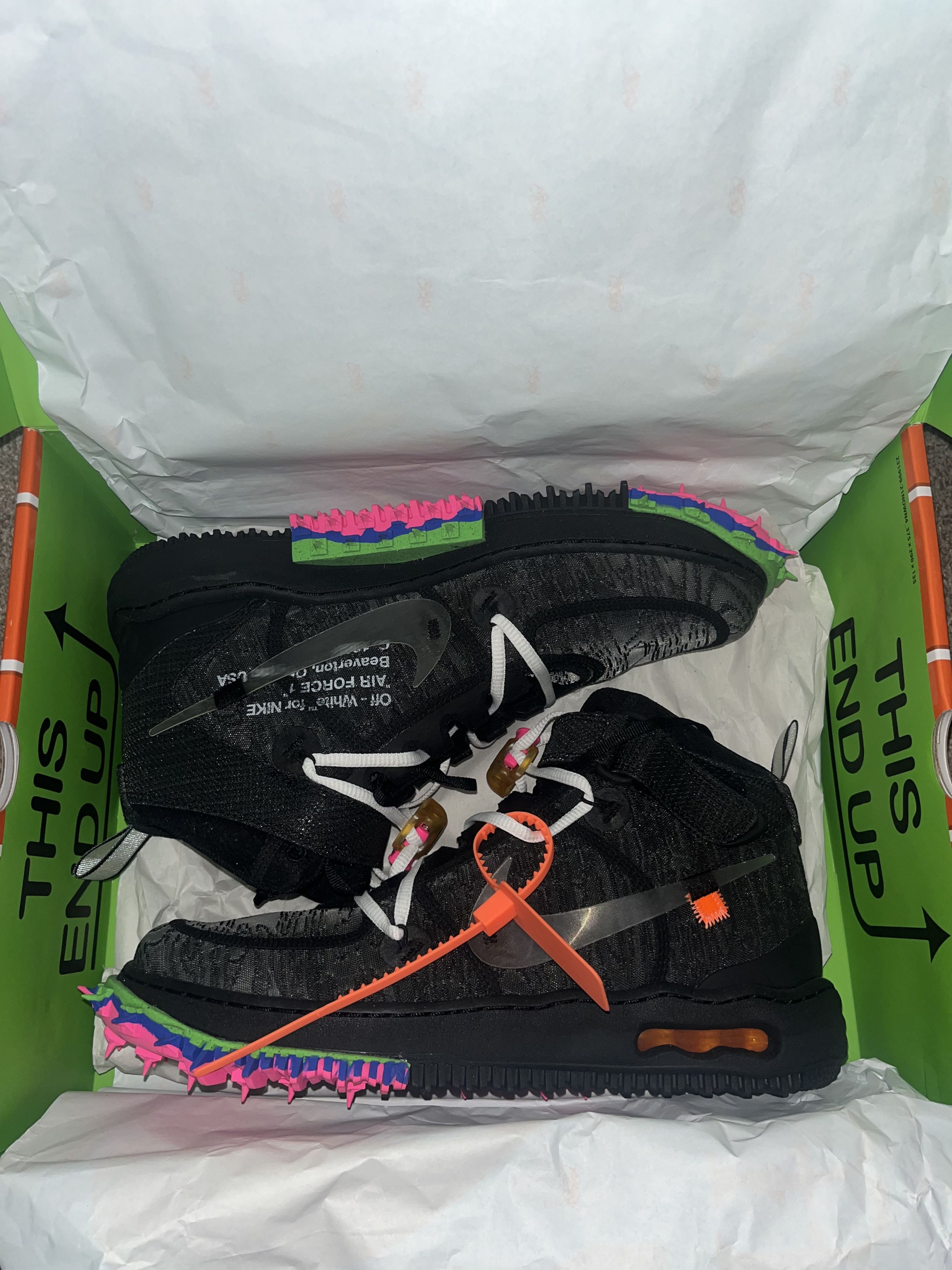 Nike × Off-White Nike x Off-White Air Force 1 Mid Black DO6290-001 NEW UNWORN Size US 12 / EU 45 - 4 Thumbnail