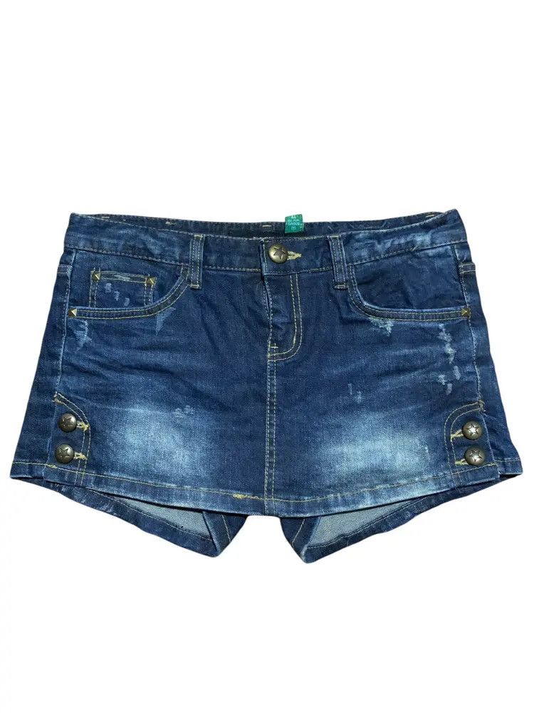 Hysteric Glamour 2000s Glamorous hybrid studded denim hot pants mini skirt Size 30" / US 8 / IT 44 - 1 Thumbnail