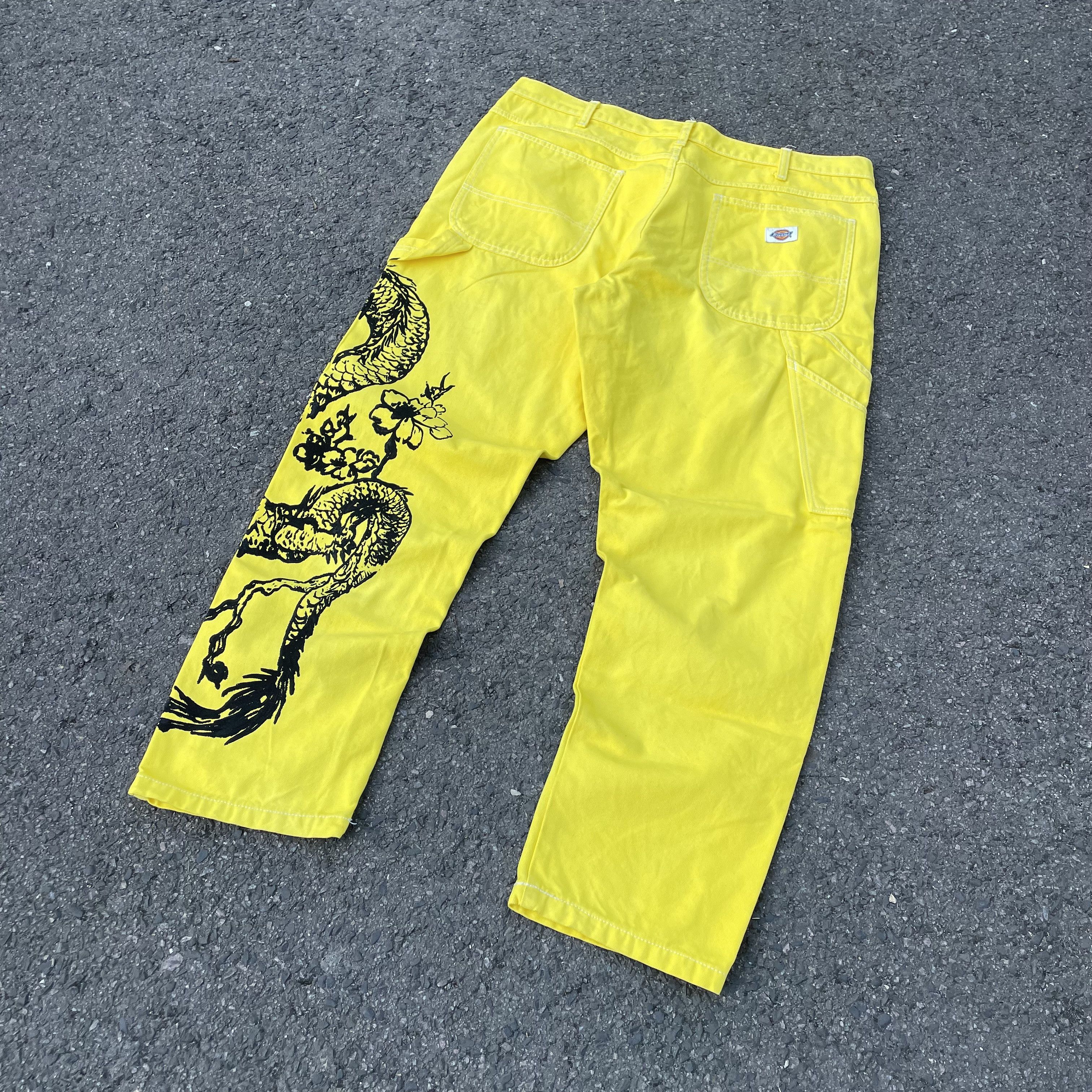 Dickies Dickies Custom Yellow Dragon Pants Graphic Bleach Wash Y2K Size US 38 / EU 54 - 14 Thumbnail