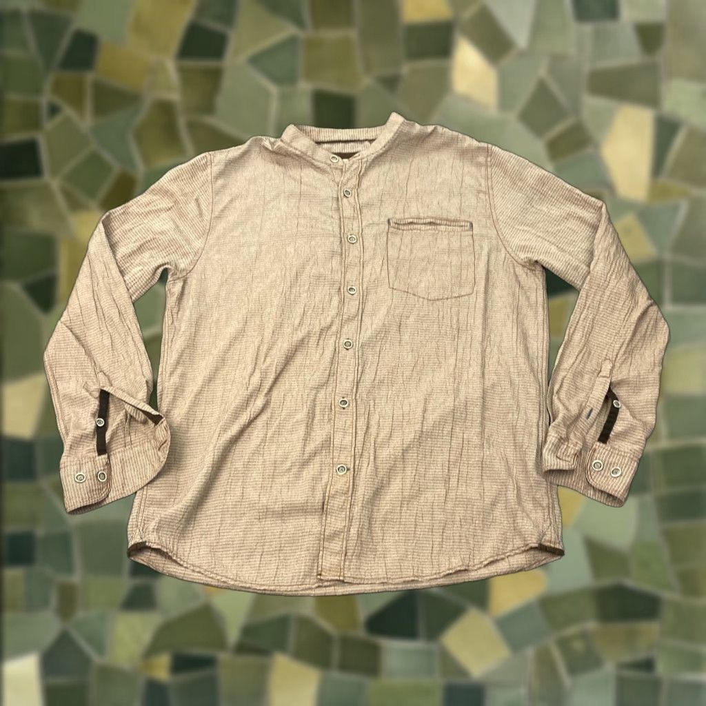 Vintage 32 Bar Blues Button-Up Shirt Mens Medium Brown Striped Long Sleeve Pocket Music Note Casual Size US M / EU 48-50 / 2 - 1 Thumbnail