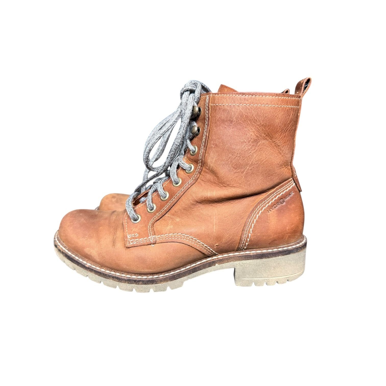 Ecco Ecco Brown Leather Lace-Up Zip Combat Boots US 6.5 EU 37 Size US 6.5 / IT 36.5 - 3 Thumbnail