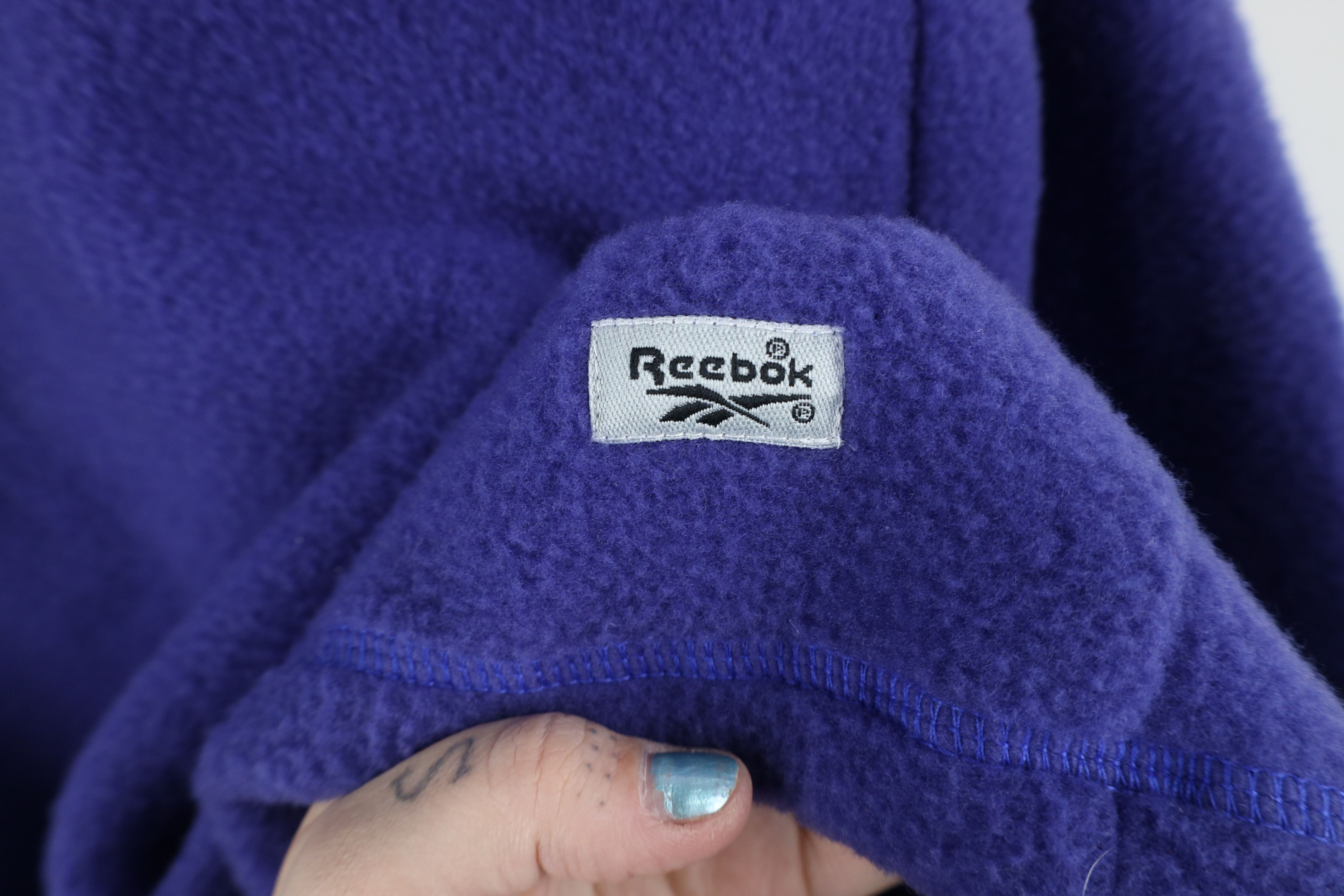 Reebok × Vintage Vintage 90s Reebok Half Zip Pullover Sweater Purple USA Size US L / EU 52-54 / 3 - 4 Thumbnail