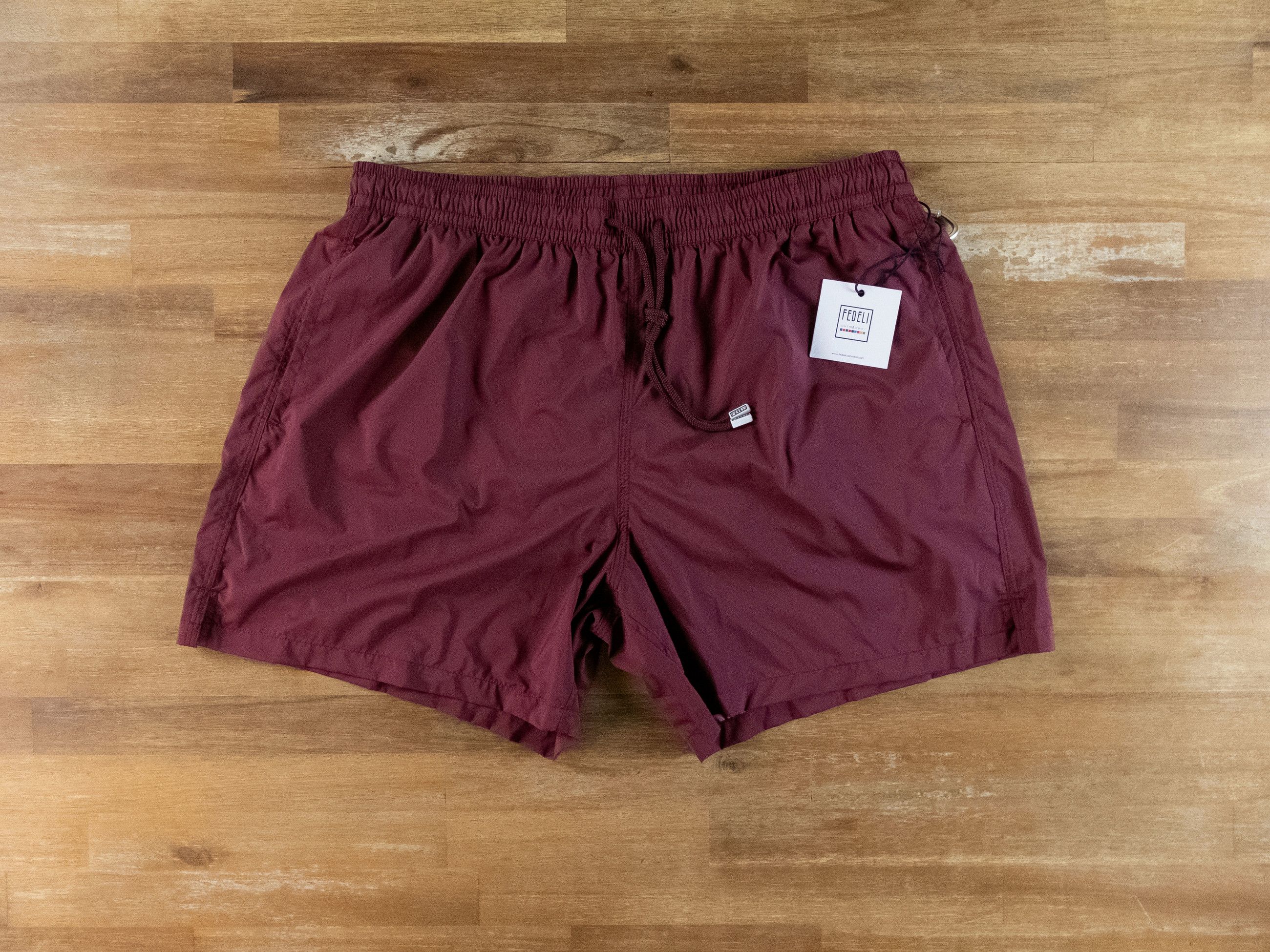 FEDELI solid burgundy swim shorts XXL authentic Italy