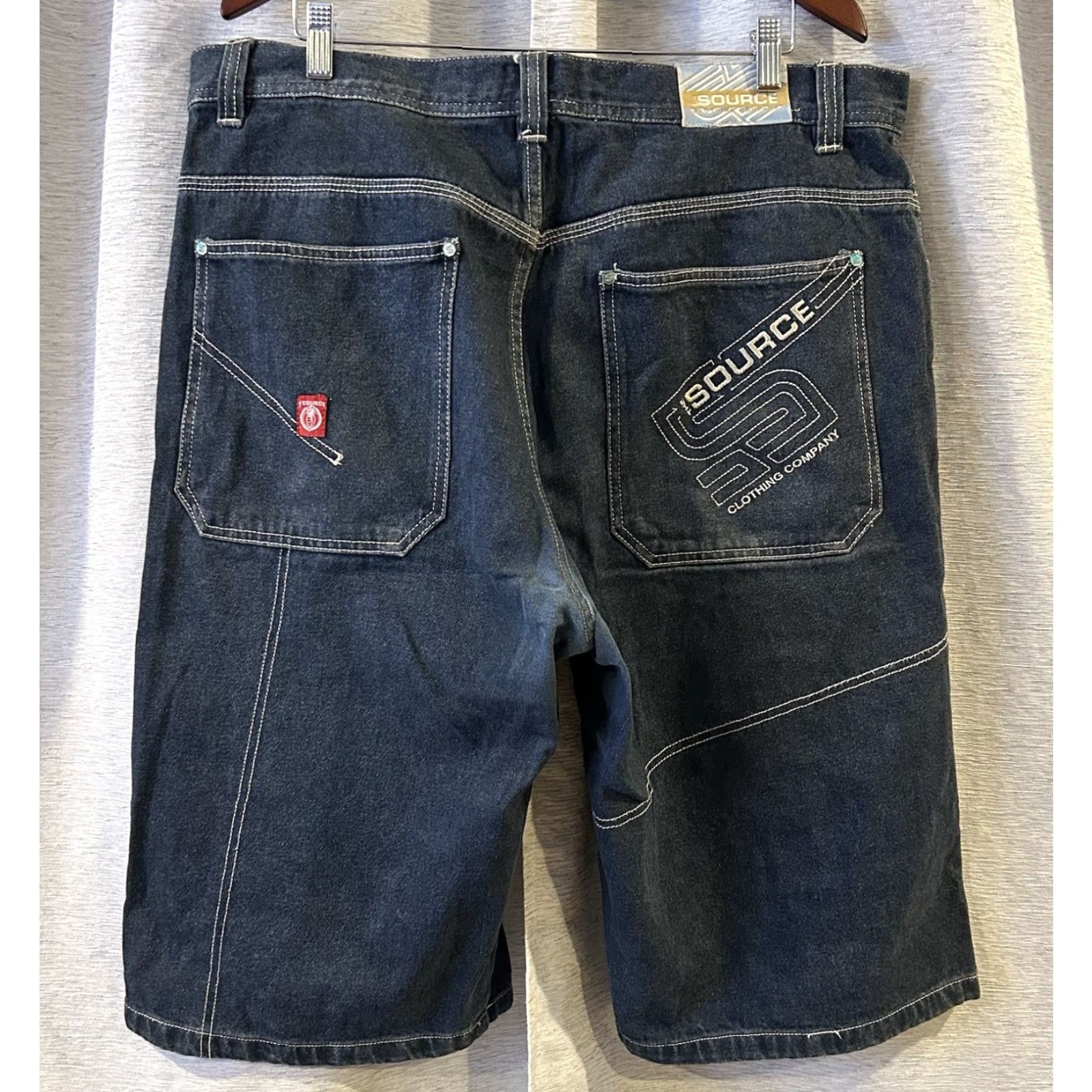 Vintage VINTAGE SOURCE Baggy Long Wide Blue Jean Shorts Jorts 90s Hip Hop Grunge 40 Mens Regular Size US 40 / EU 56 - 5 Thumbnail
