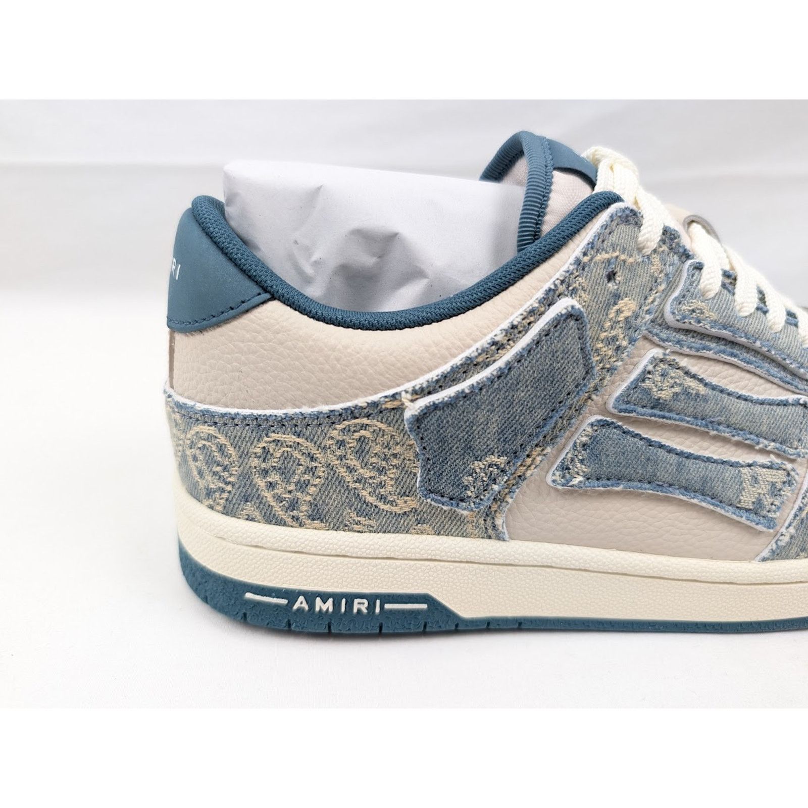 Amiri o1rshd1 Skelton Low-Top Sneakers in Natural/Denim Size US 11 / EU 44 - 4 Thumbnail