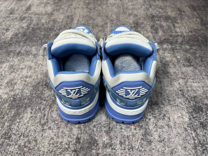Louis Vuitton Louis Vuitton TRAINER Cowboy Old Flower White and Blue Fat Size US 5 / EU 37 - 4 Thumbnail
