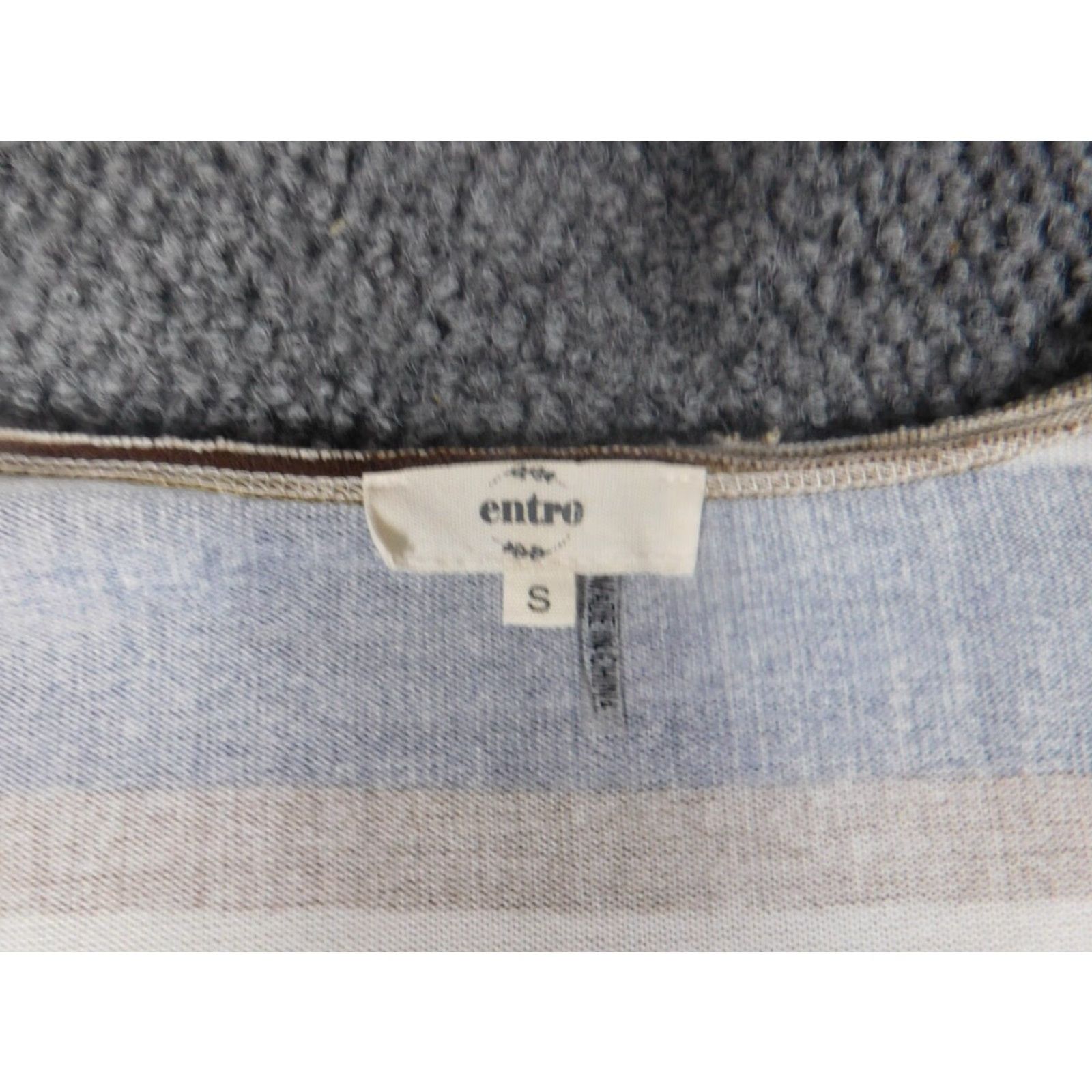 Vintage Entro Blouse Womens S Blue Pullover Round Neck Long Sleeve Striped Casual Polyester Open Pleated Modern Spring Regular Button-Down Collar Style Basic Size S / US 4 / IT 40 - 4 Thumbnail