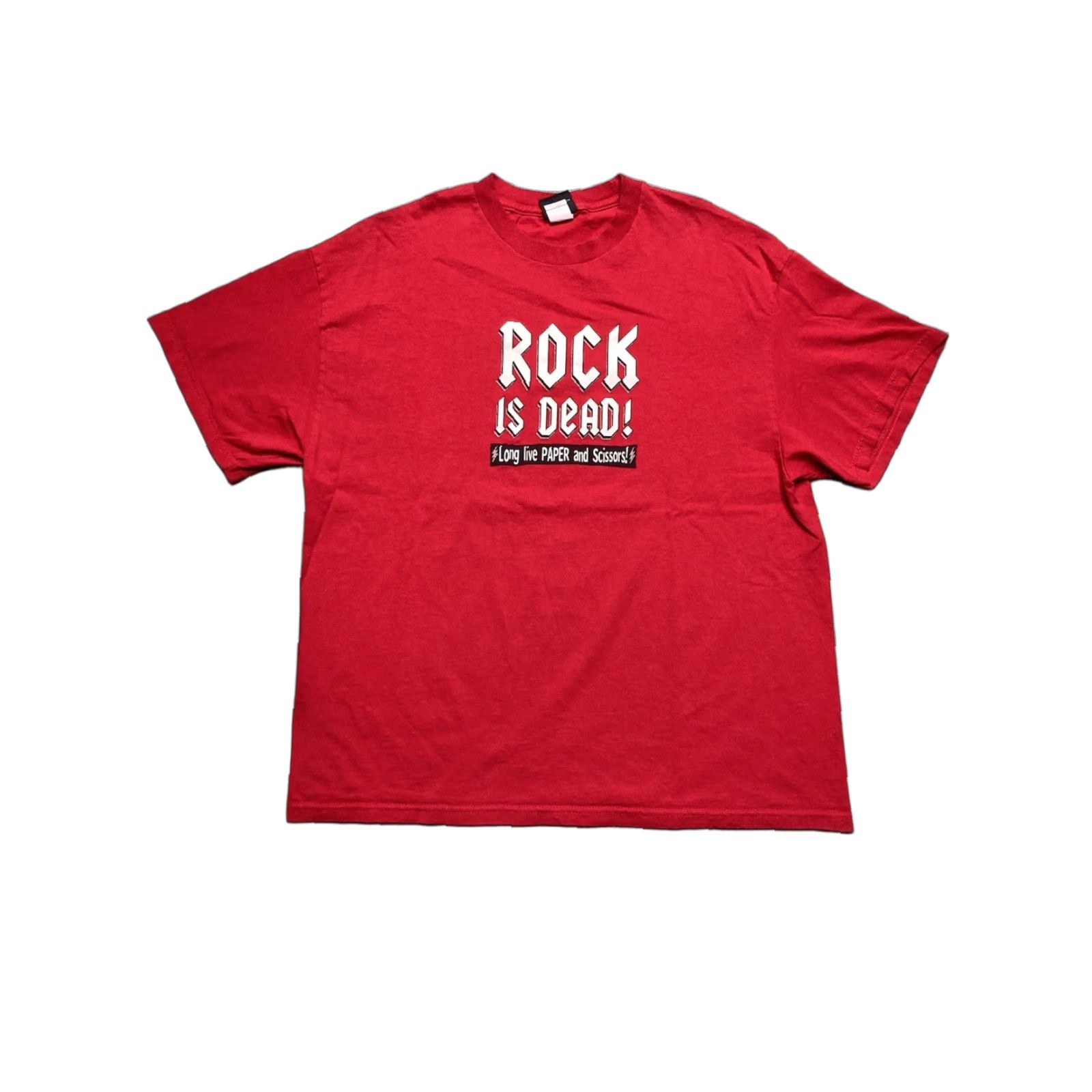 Vintage VINTAGE y2k T SHIRT Rock Is Dead Long Live Paper And Scissors Hot Topic Funny XL Size US XL / EU 56 / 4 - 1 Thumbnail