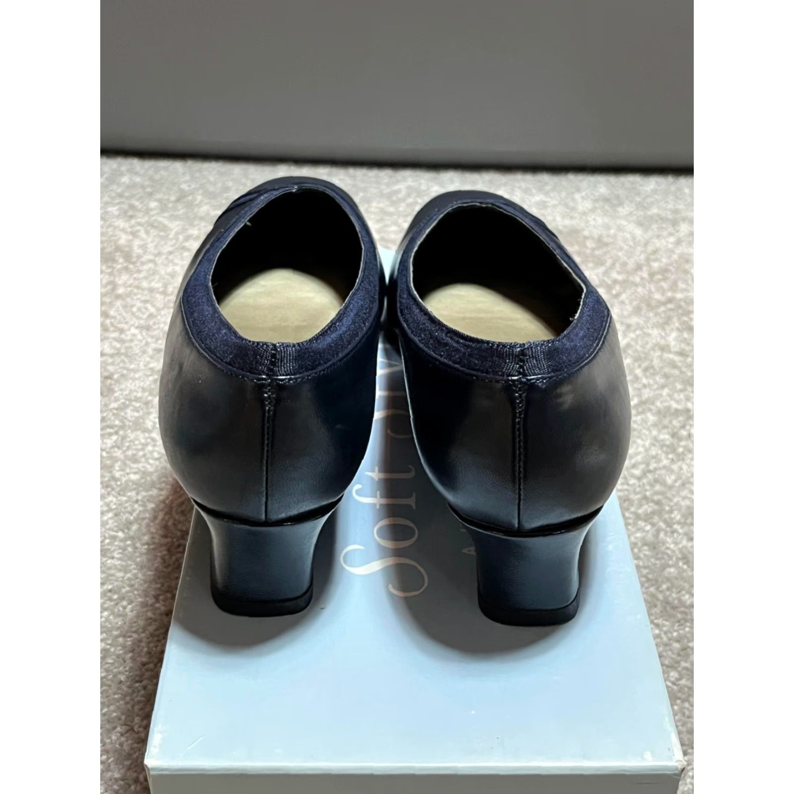 Soft Style by Hush Puppies Pump Heels Women 6.5 W Blue 70485 Devine Slip On Cuban Heel 1.5 in Shoes Women