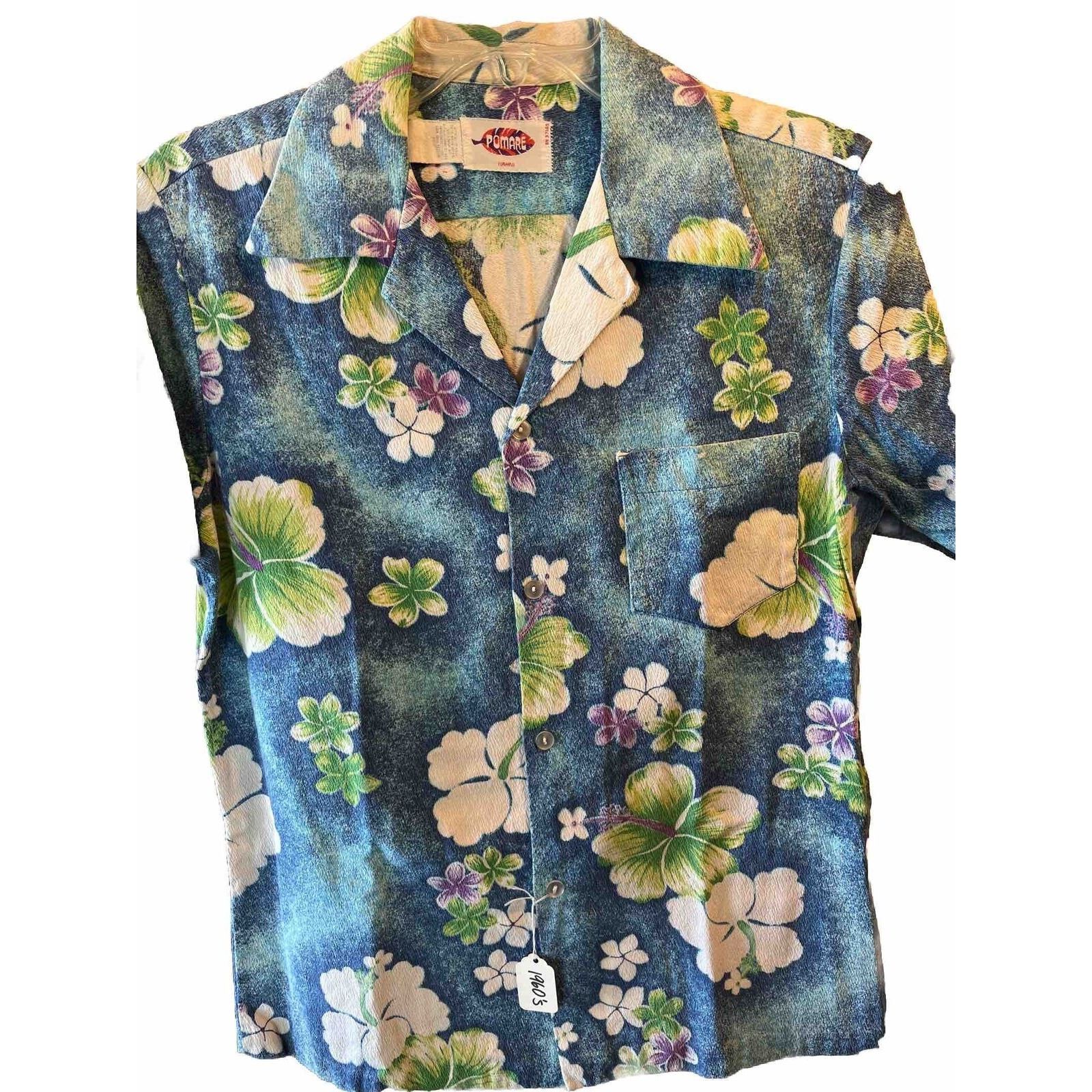 Other Pomare VTG Men’s Small Blue Floral Polyester Hawaiian Shirt Size US S / EU 44-46 / 1 - 1 Thumbnail