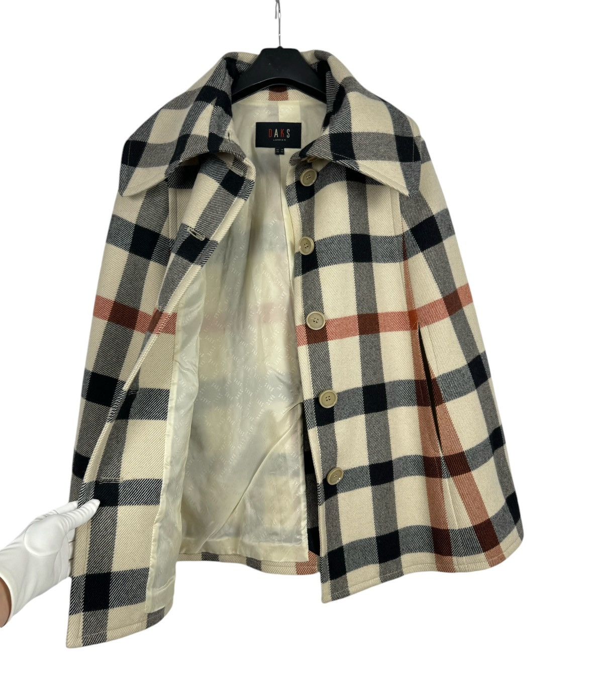 DAKS Daks London Plaid Wool-Cotton Cape Coat size UK10 IT42 Size M / US 6-8 / IT 42-44 - 10 Thumbnail