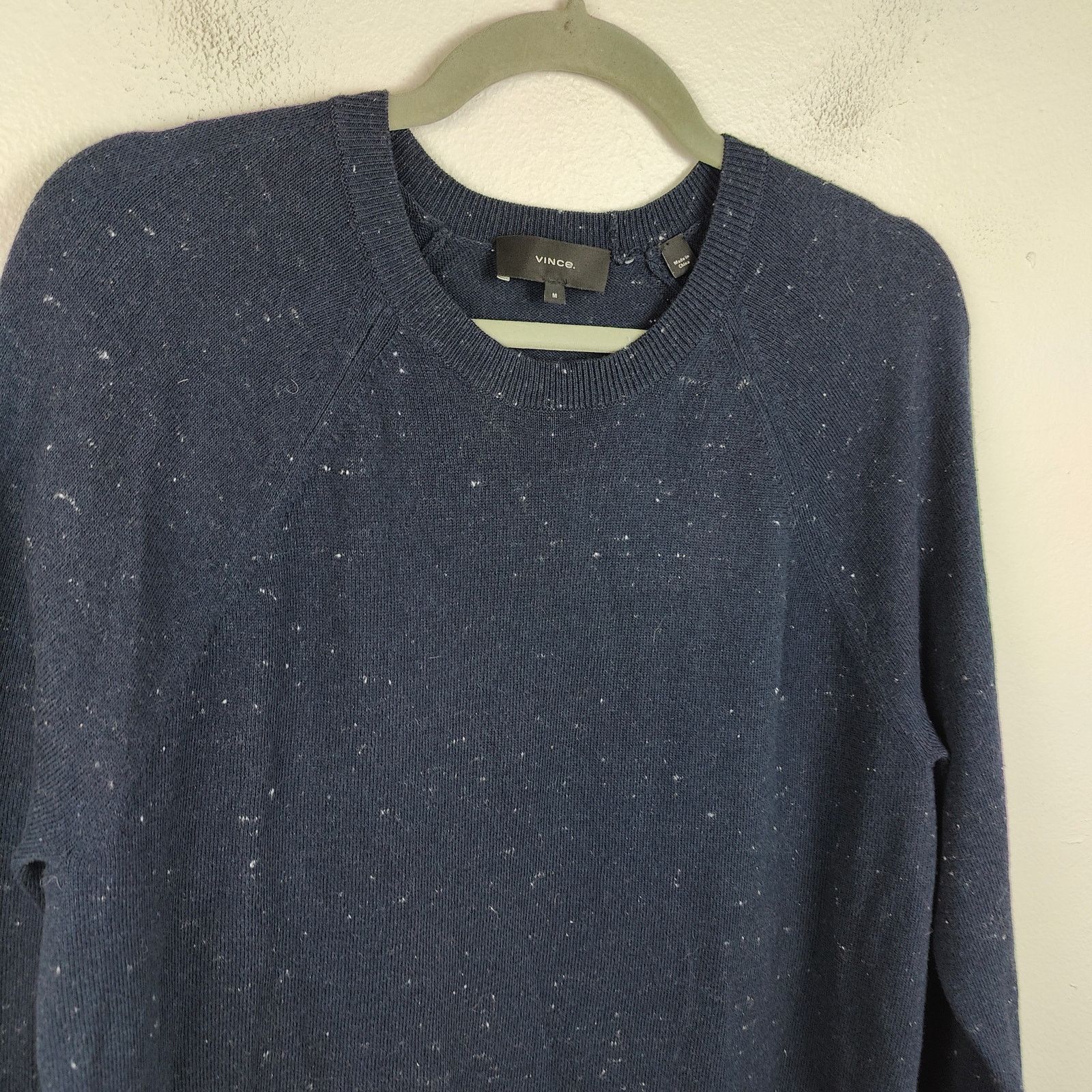 Vince Vince Cotton Wool Sweater Mens Medium Navy Blue Speckled Size US M / EU 48-50 / 2 - 2 Thumbnail