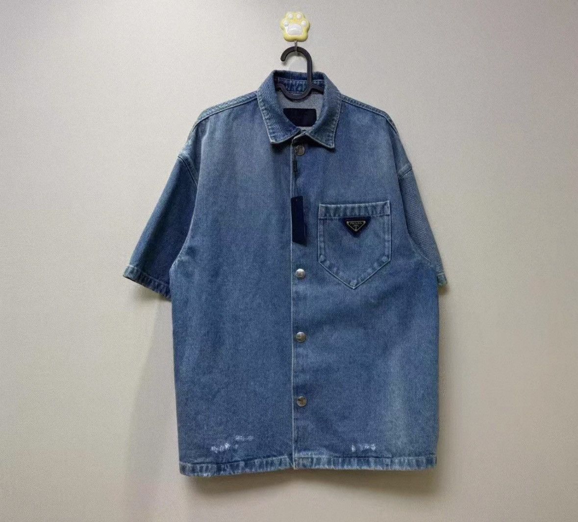 Prada Prada Metal triangle label denim short-sleeved shirt jacket Size US M / EU 48-50 / 2 - 1 Thumbnail