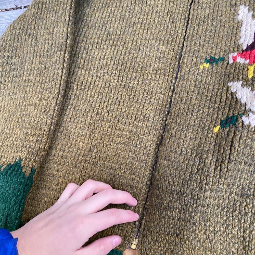 Handmade Vintage 1958 Green Goose Cowichan Handmade Woven Wool Jacke Size US L / EU 52-54 / 3 - 9 Thumbnail