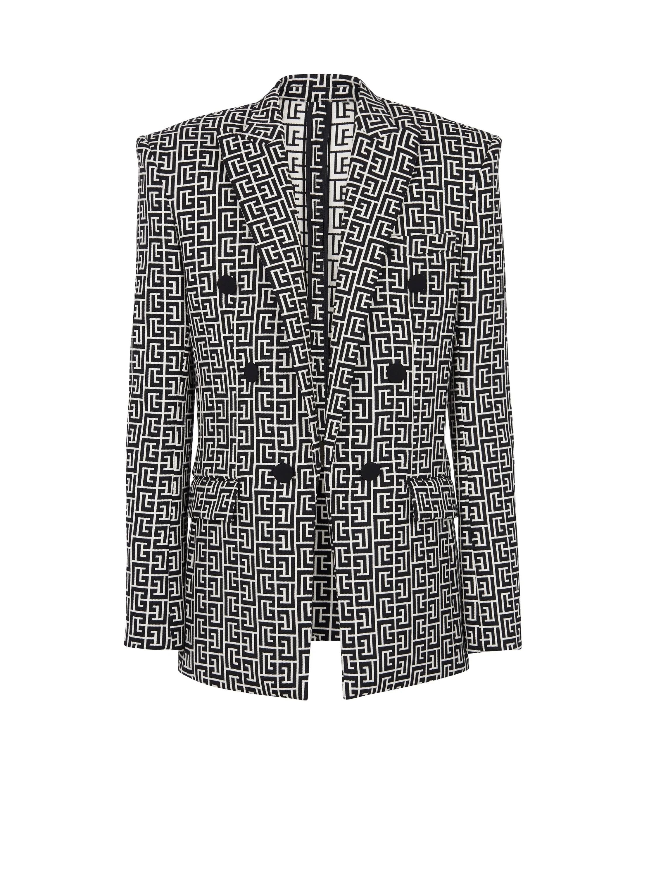 o1srvl11e0524 Monogram Wool Jacket in Black/White