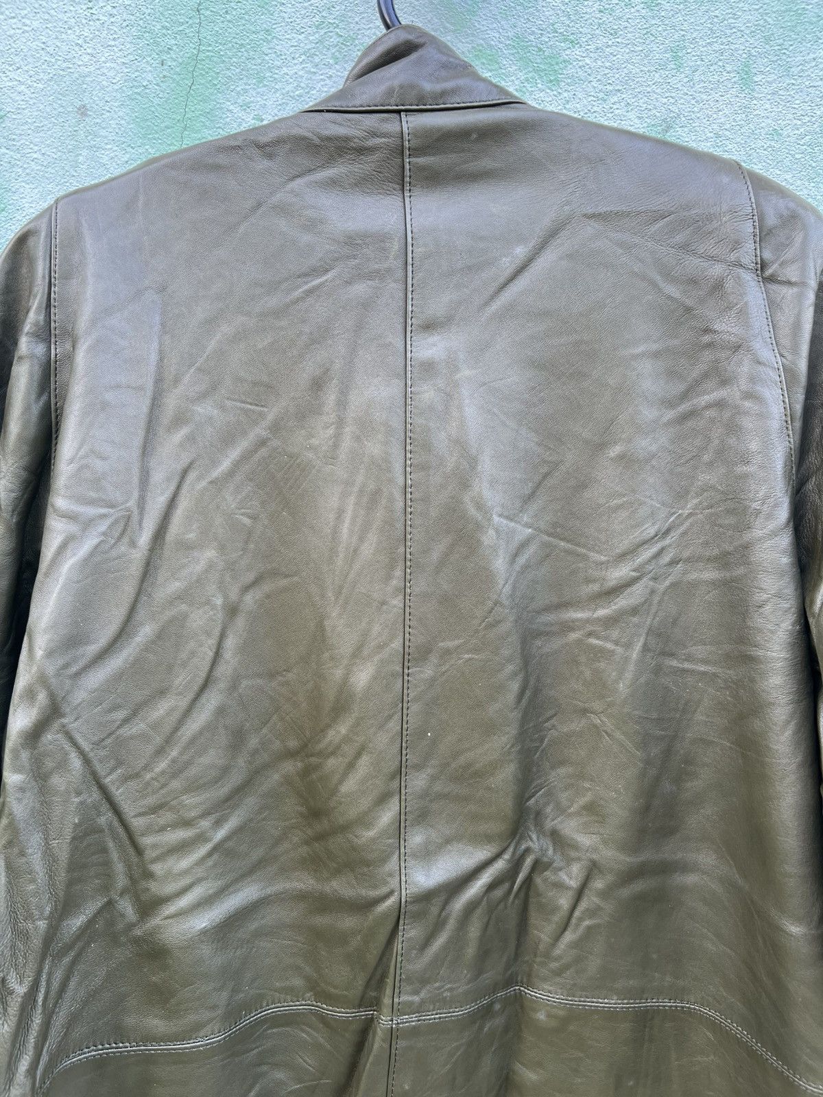 Japanese Brand Vintage Marie Claire Paris Pleated Leather Jacket OliveGreen Size US L / EU 52-54 / 3 - 21 Thumbnail